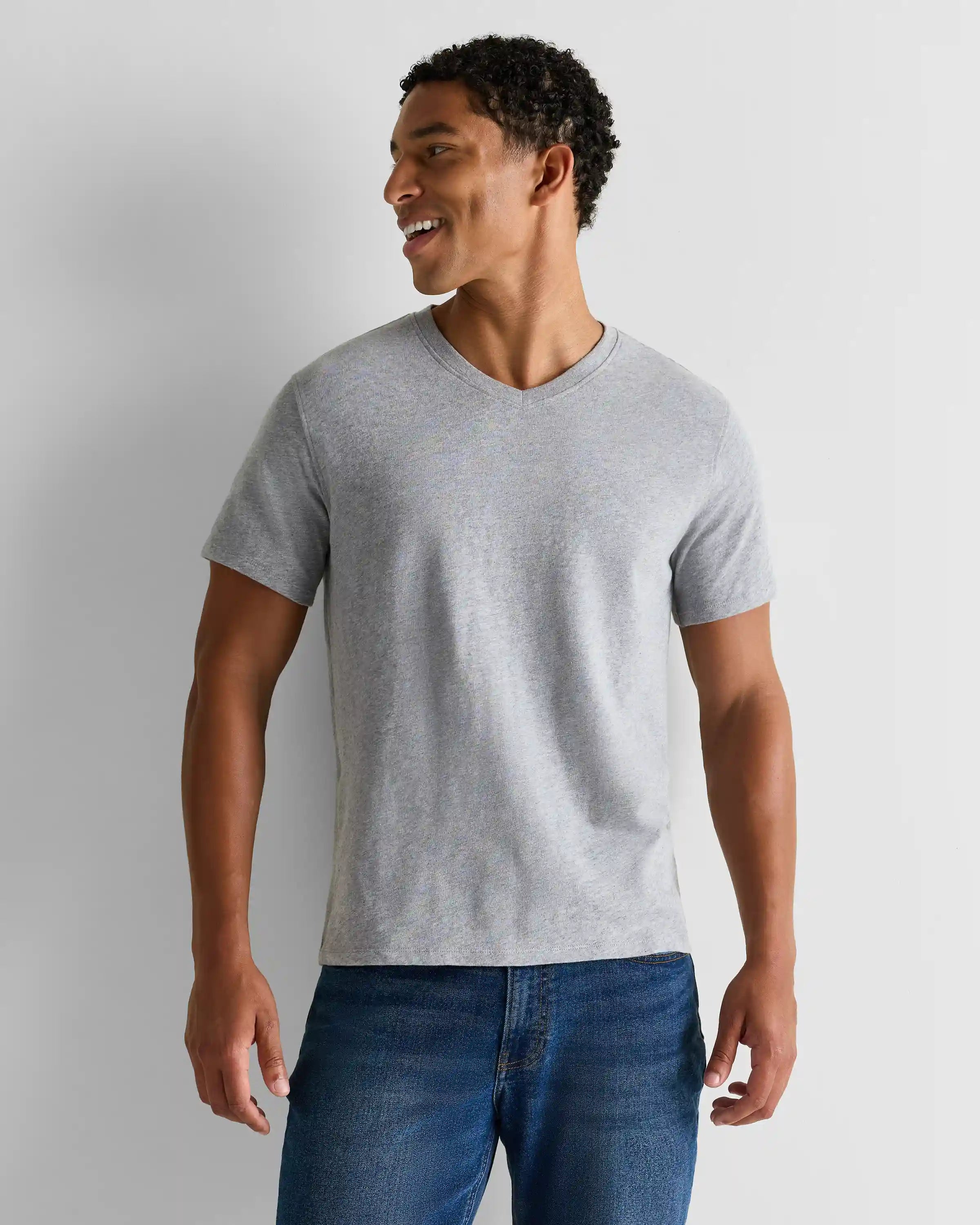 100% Organic Cotton Slub V-Neck Tee