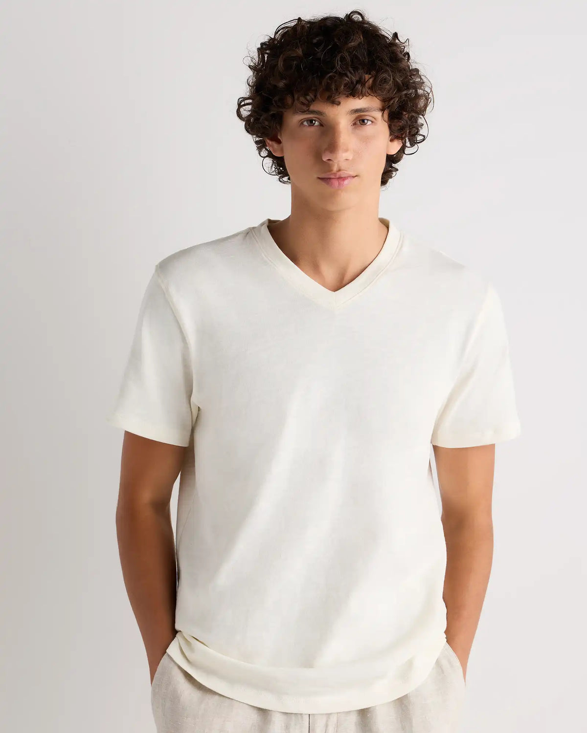 100% Organic Cotton Slub V-Neck Tee