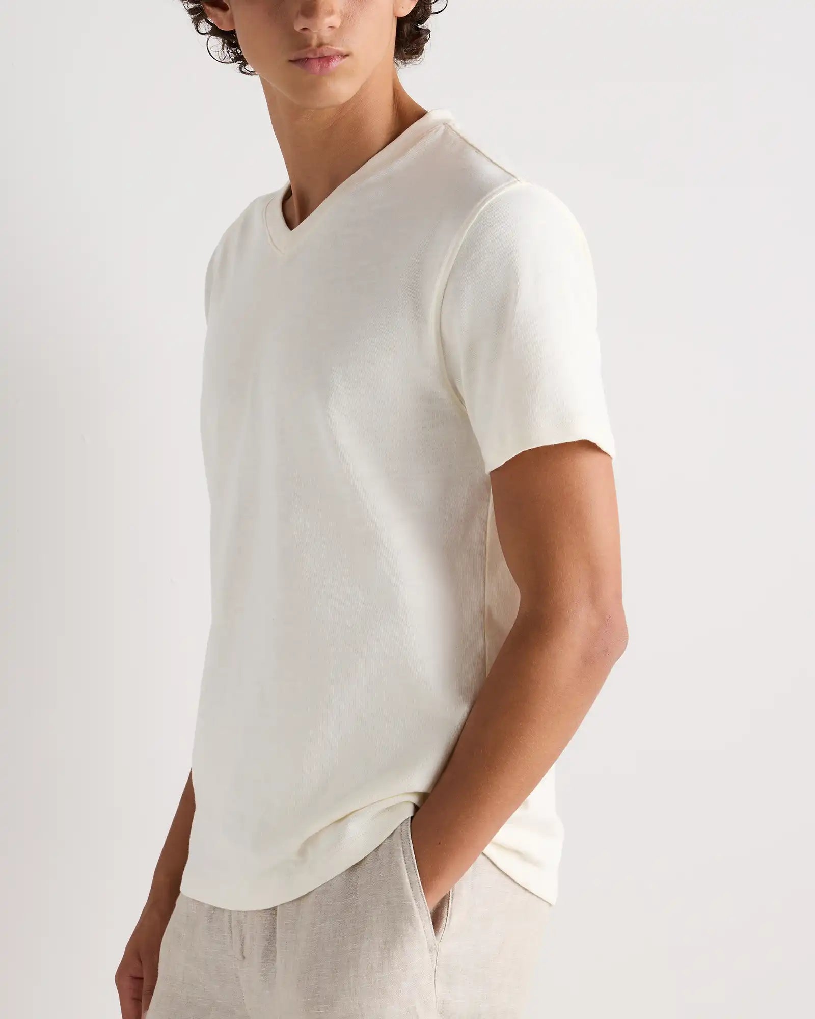 100% Organic Cotton Slub V-Neck Tee