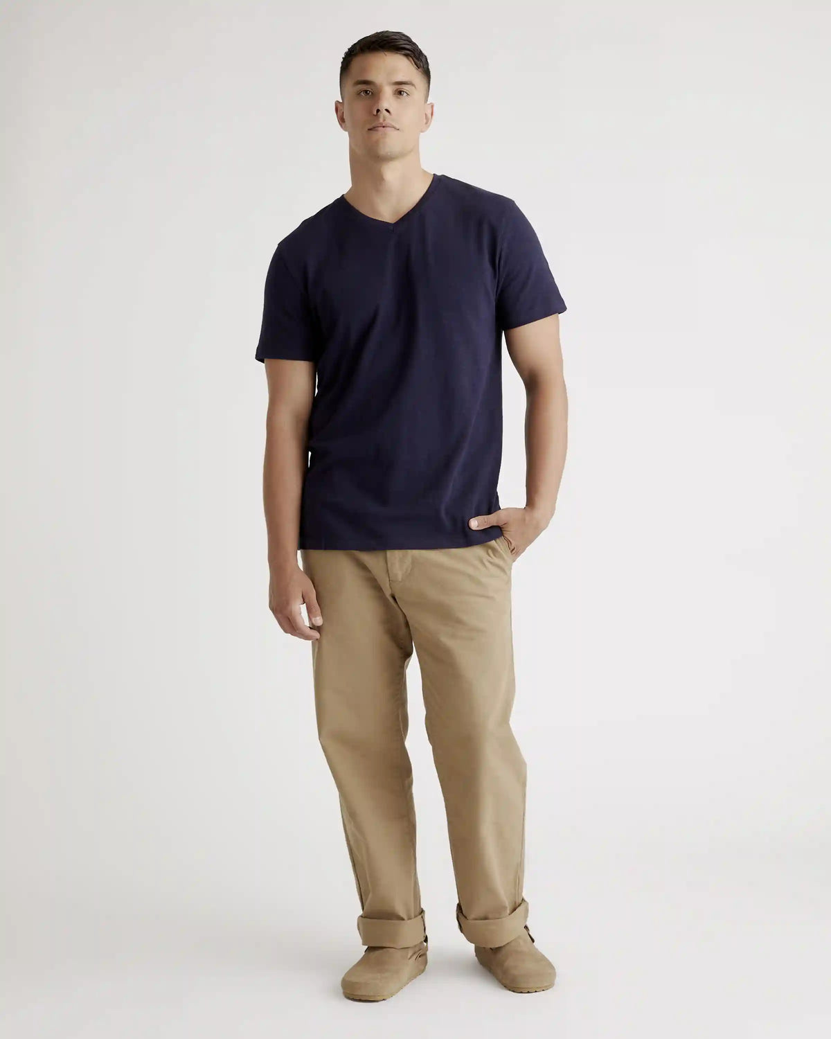 100% Organic Cotton Slub V-Neck Tee
