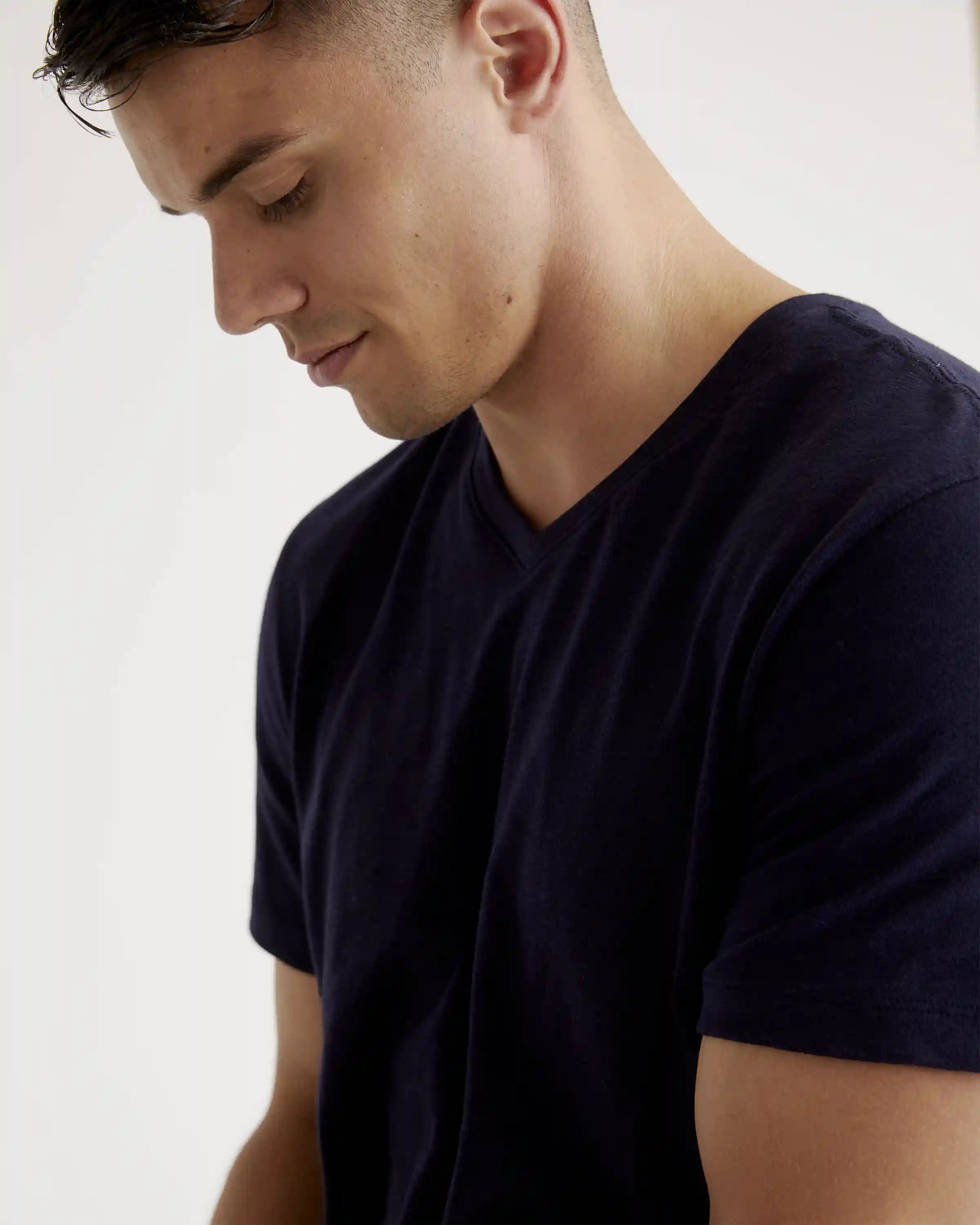 100% Organic Cotton Slub V-Neck Tee