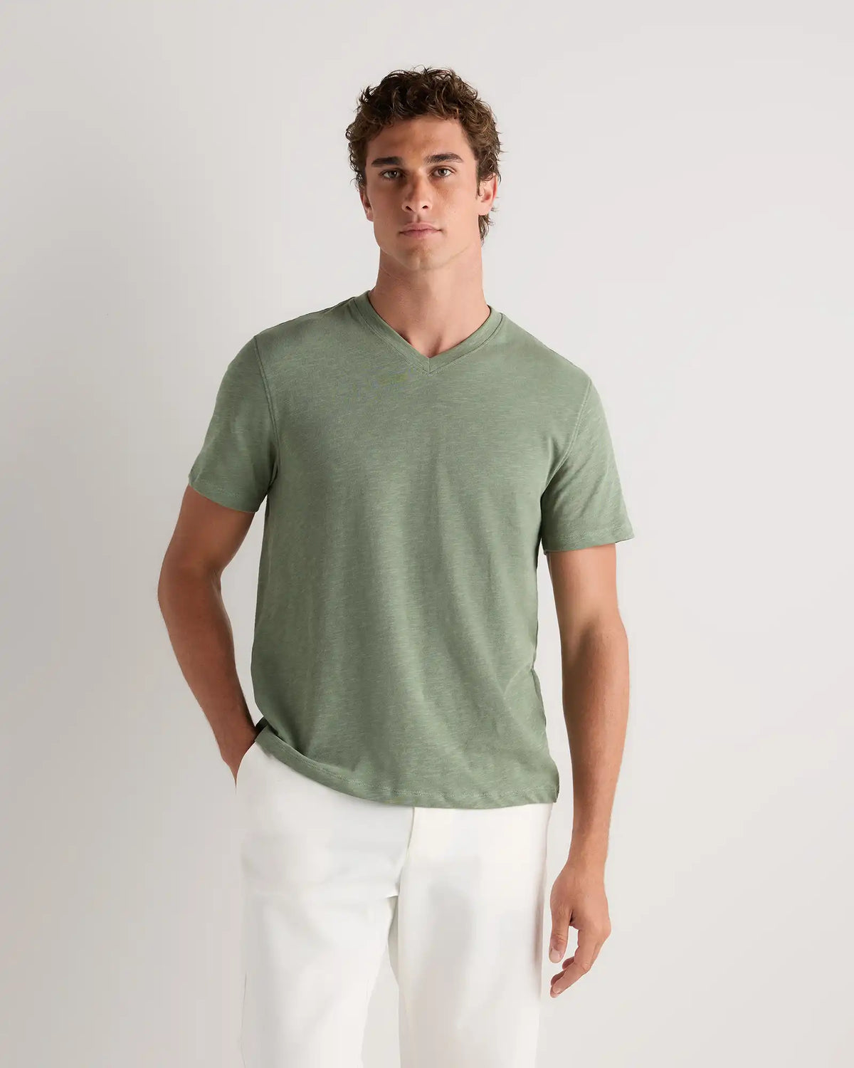100% Organic Cotton Slub V-Neck Tee