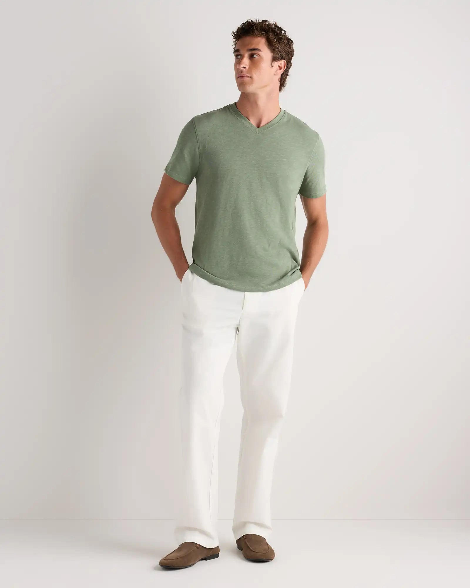 100% Organic Cotton Slub V-Neck Tee