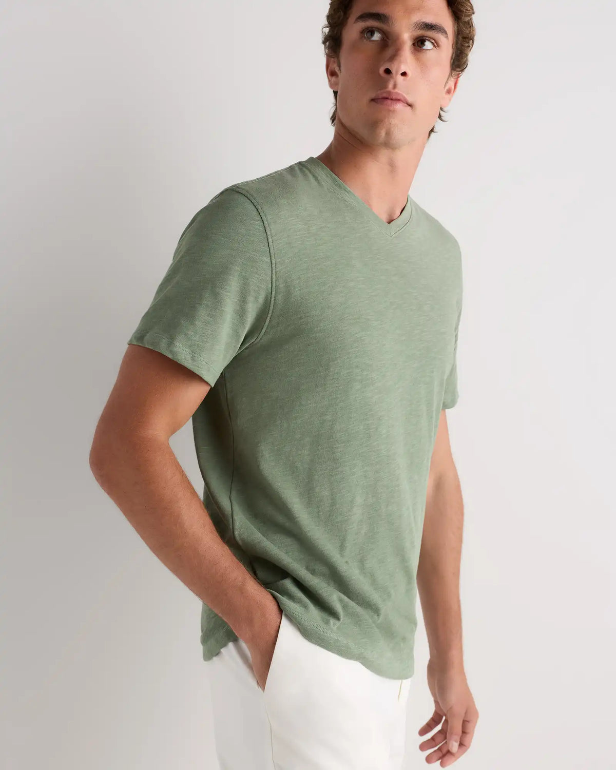 100% Organic Cotton Slub V-Neck Tee