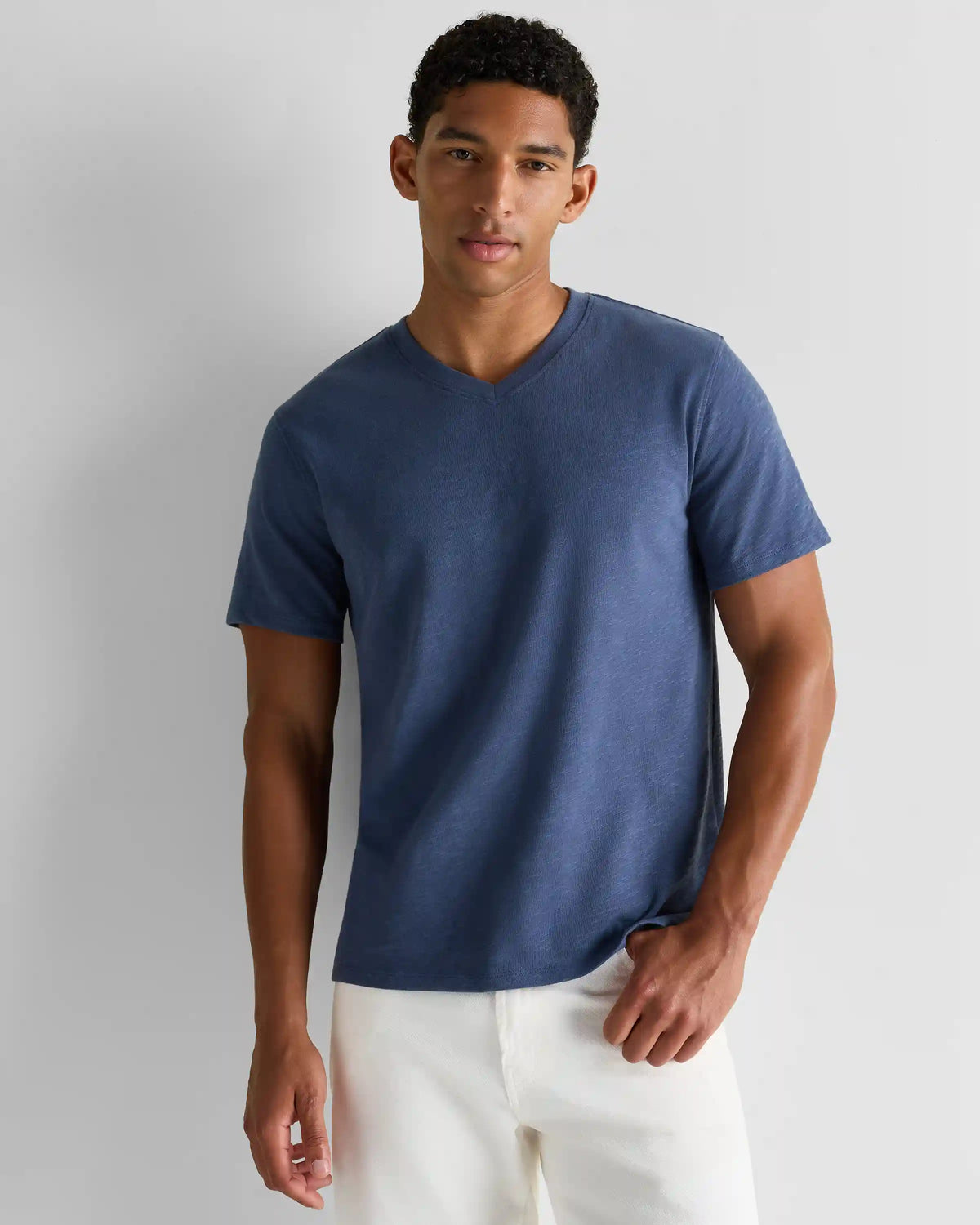 100% Organic Cotton Slub V-Neck Tee