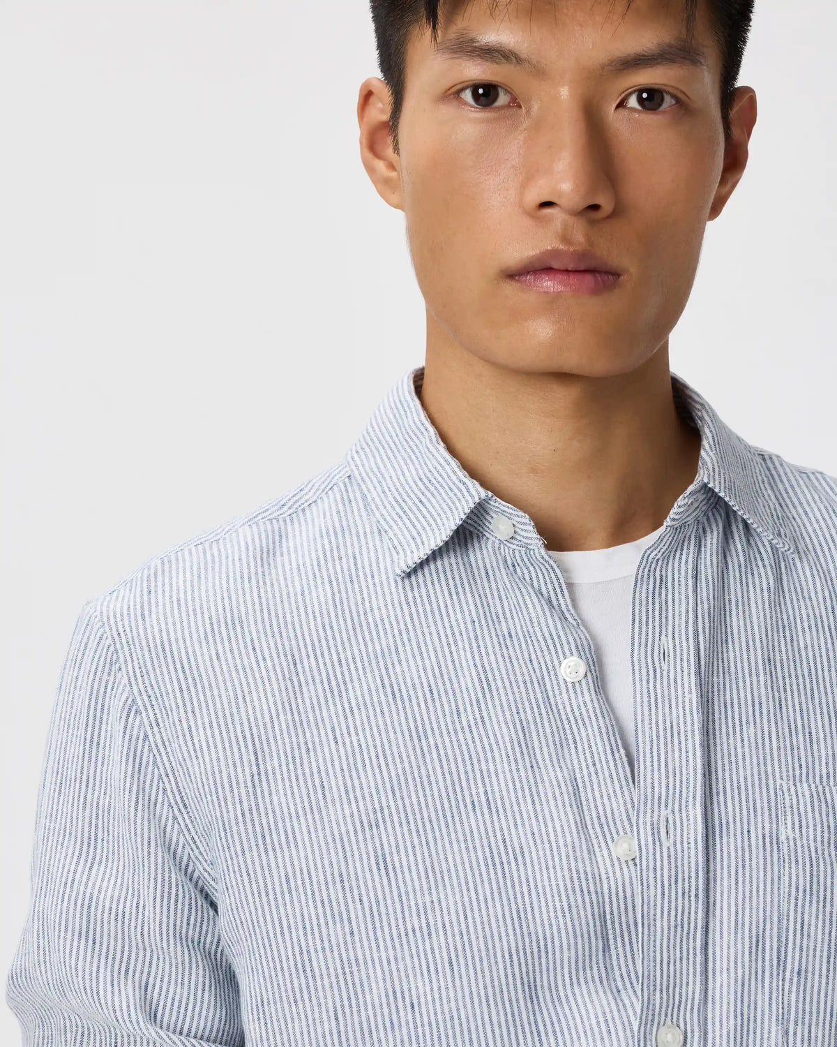 100% European Linen Relaxed Long Sleeve Pocket Shirt