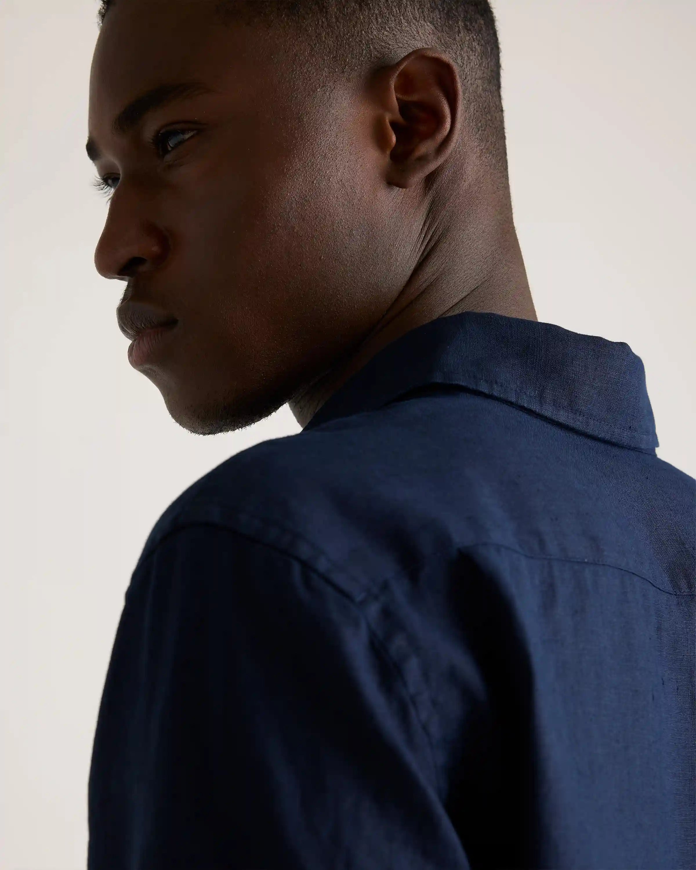 100% European Linen Relaxed Long Sleeve Pocket Shirt
