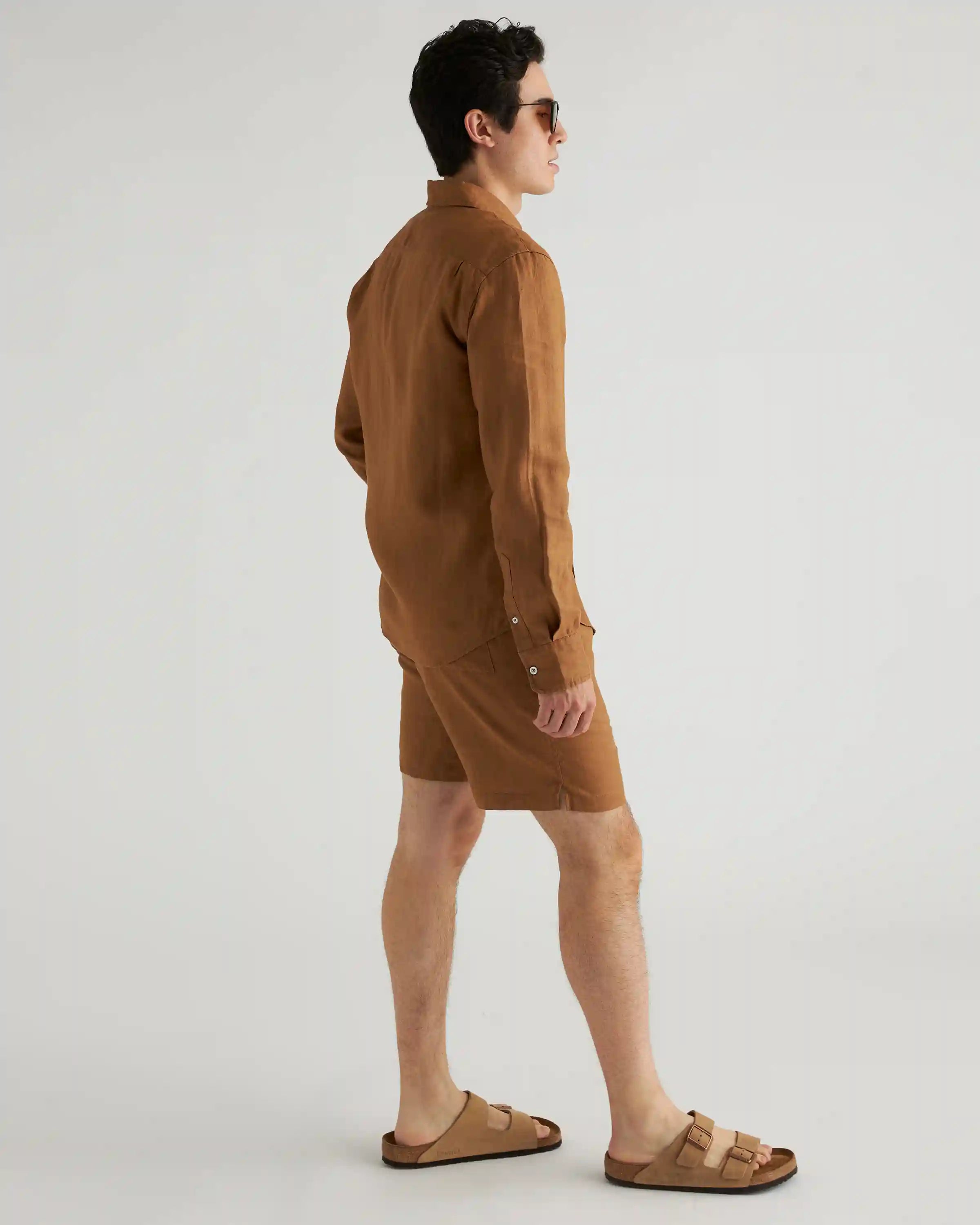 100% European Linen Relaxed Long Sleeve Pocket Shirt