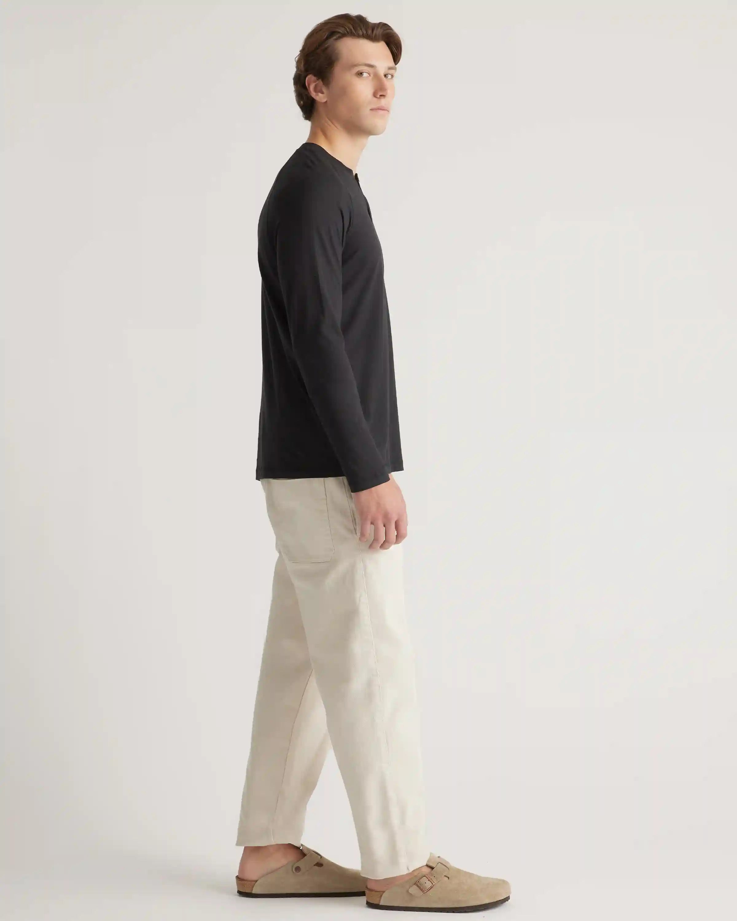 Cotton Modal Long Sleeve Henley Tee