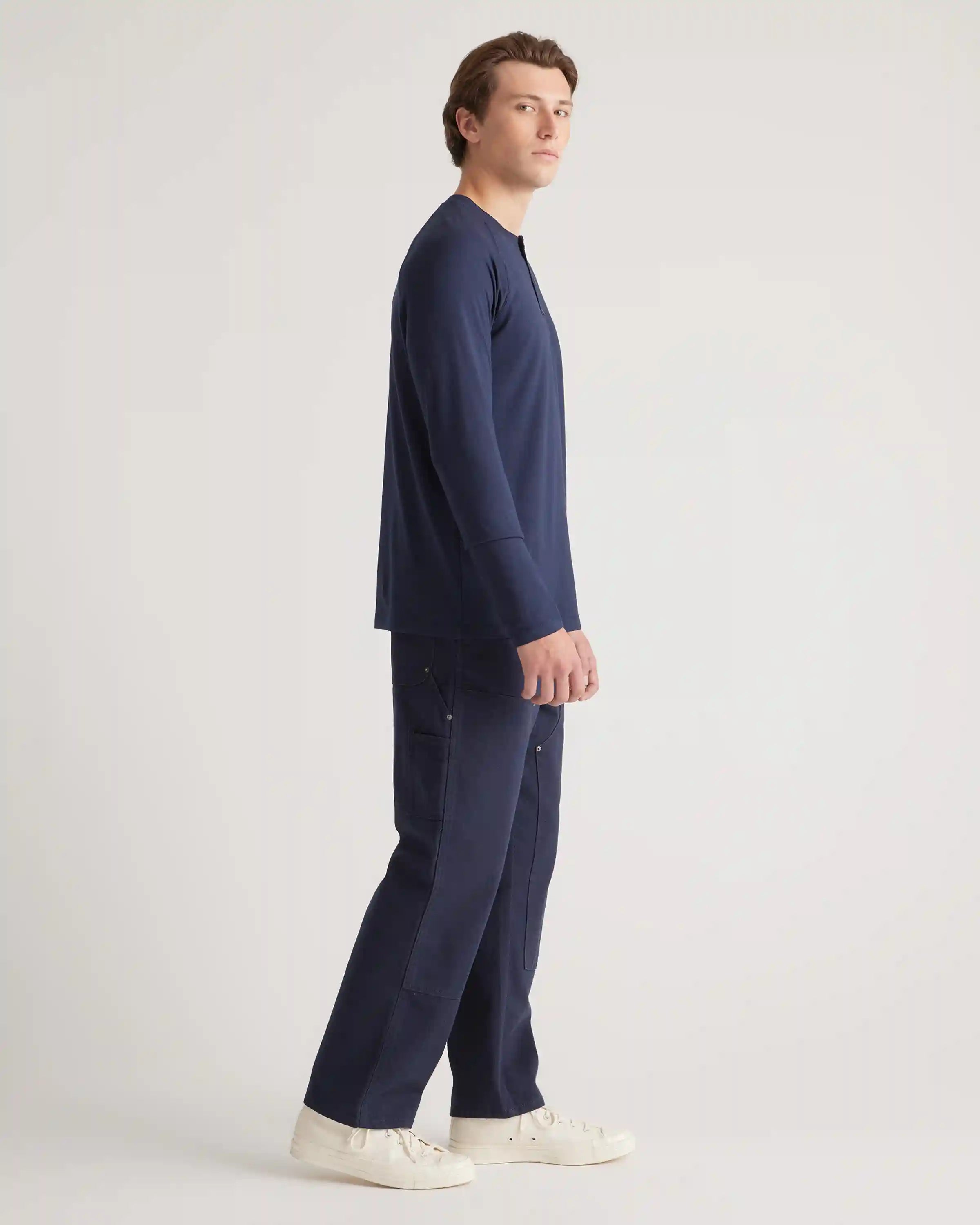 Cotton Modal Long Sleeve Henley Tee