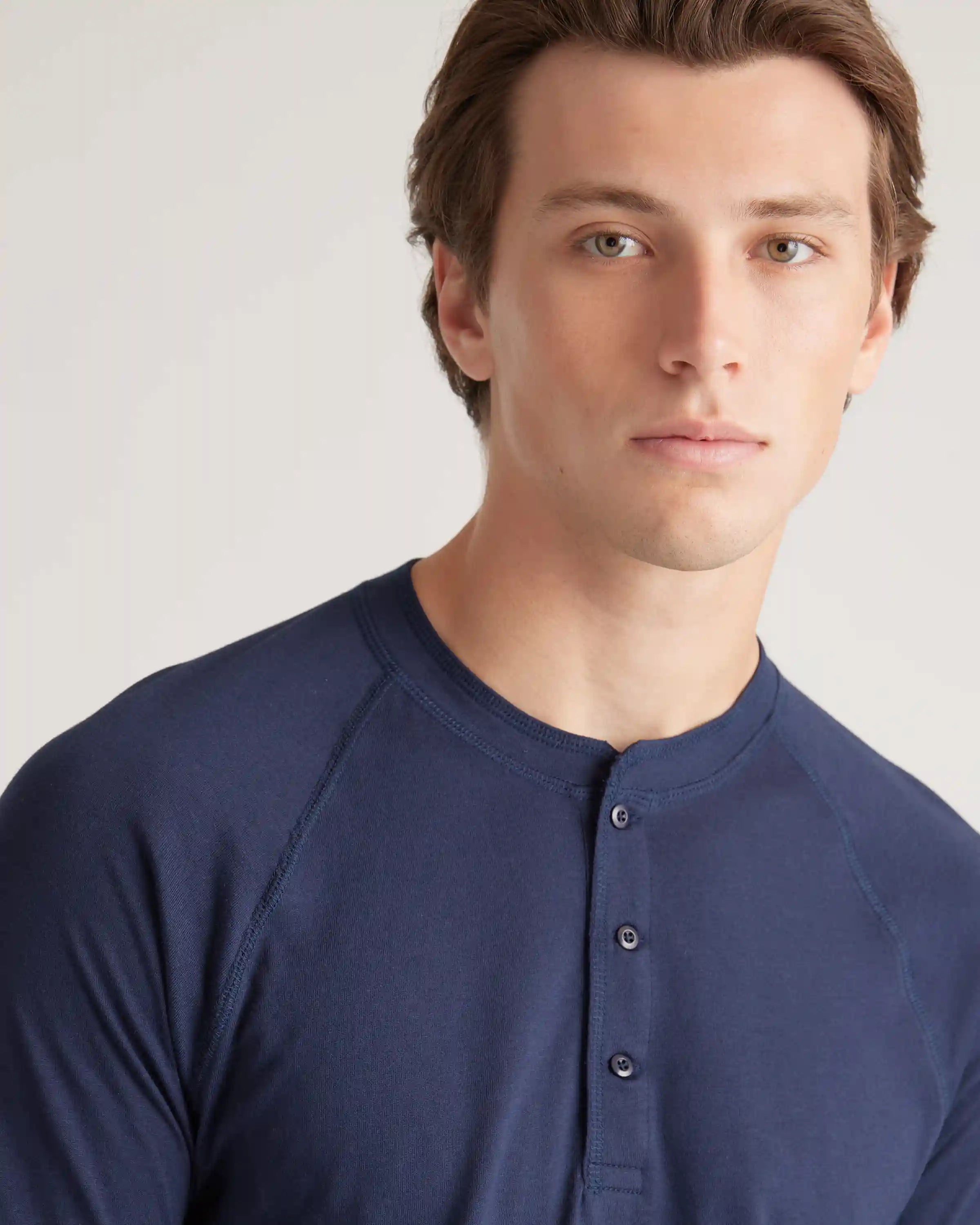Cotton Modal Long Sleeve Henley Tee