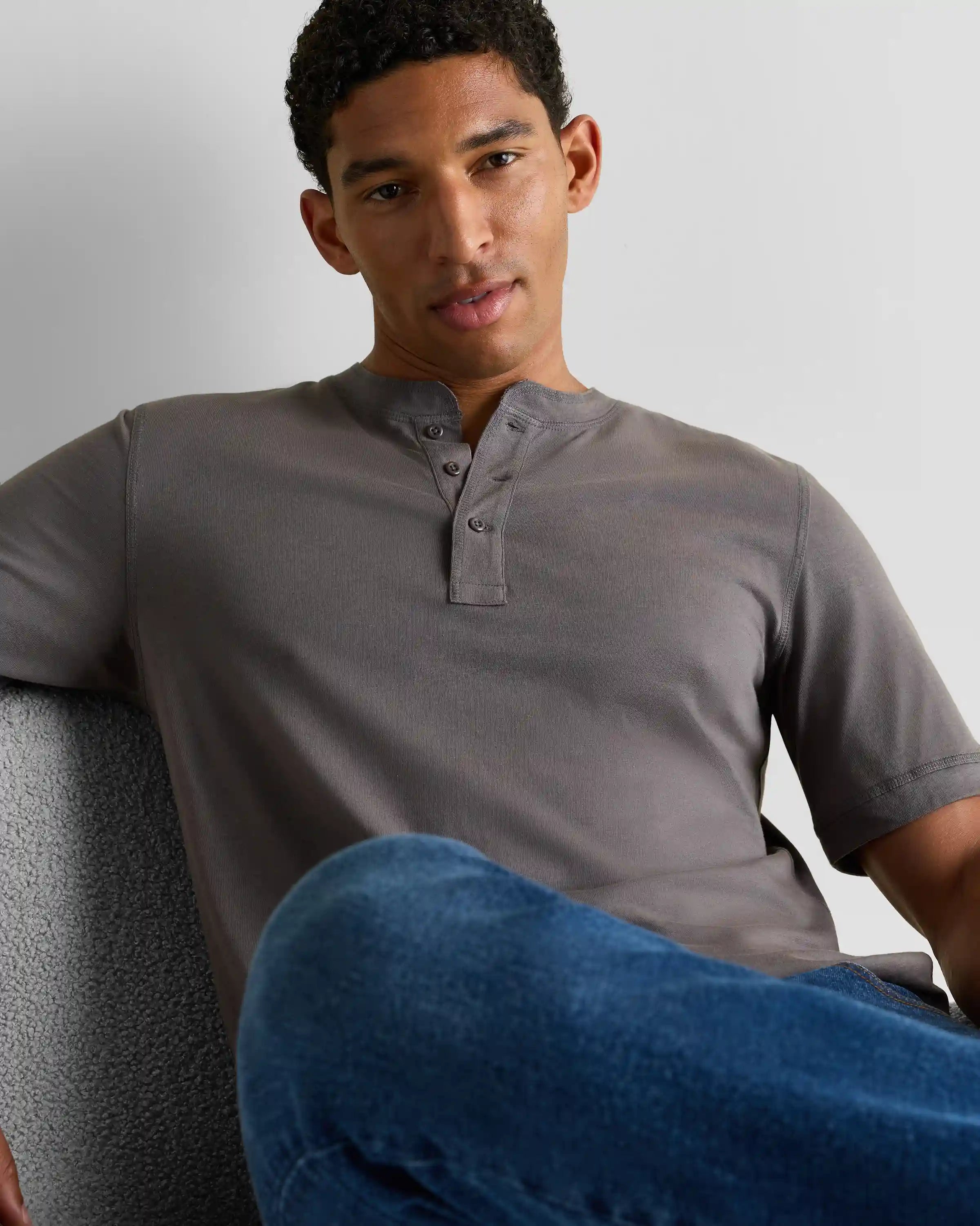Cotton Modal Short Sleeve Henley Tee