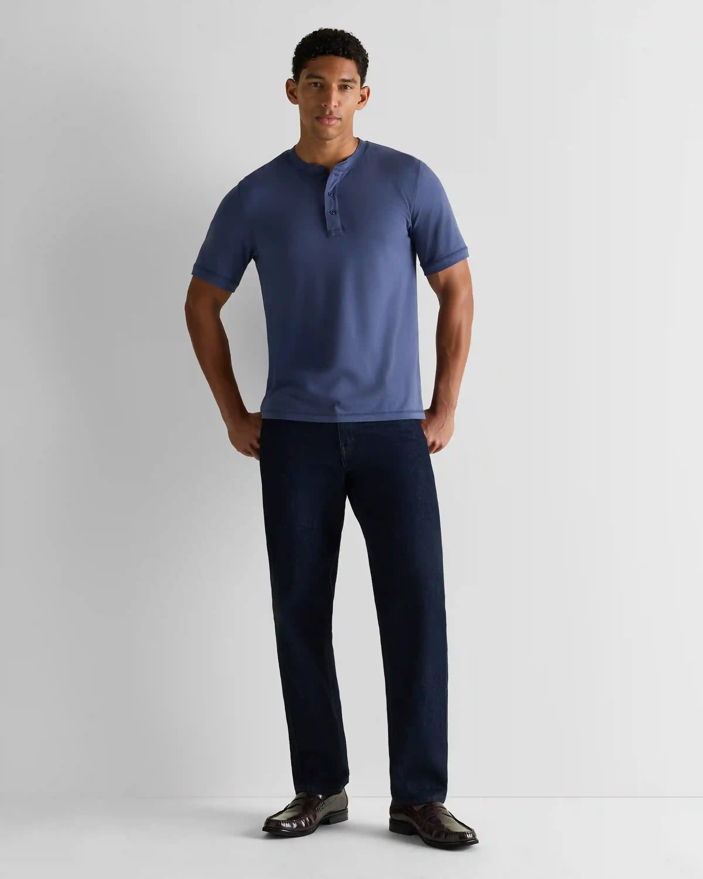Cotton Modal Short Sleeve Henley Tee