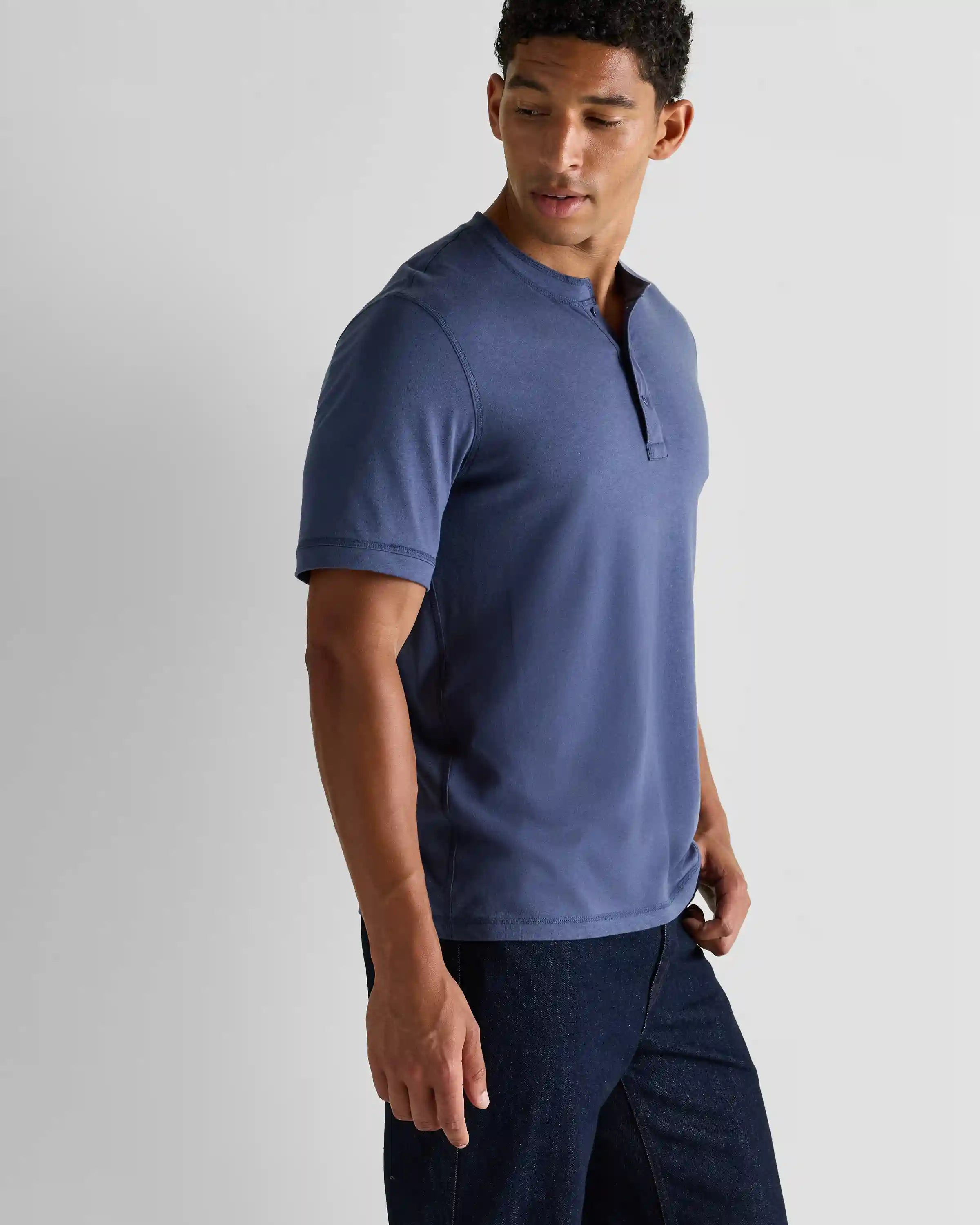 Cotton Modal Short Sleeve Henley Tee