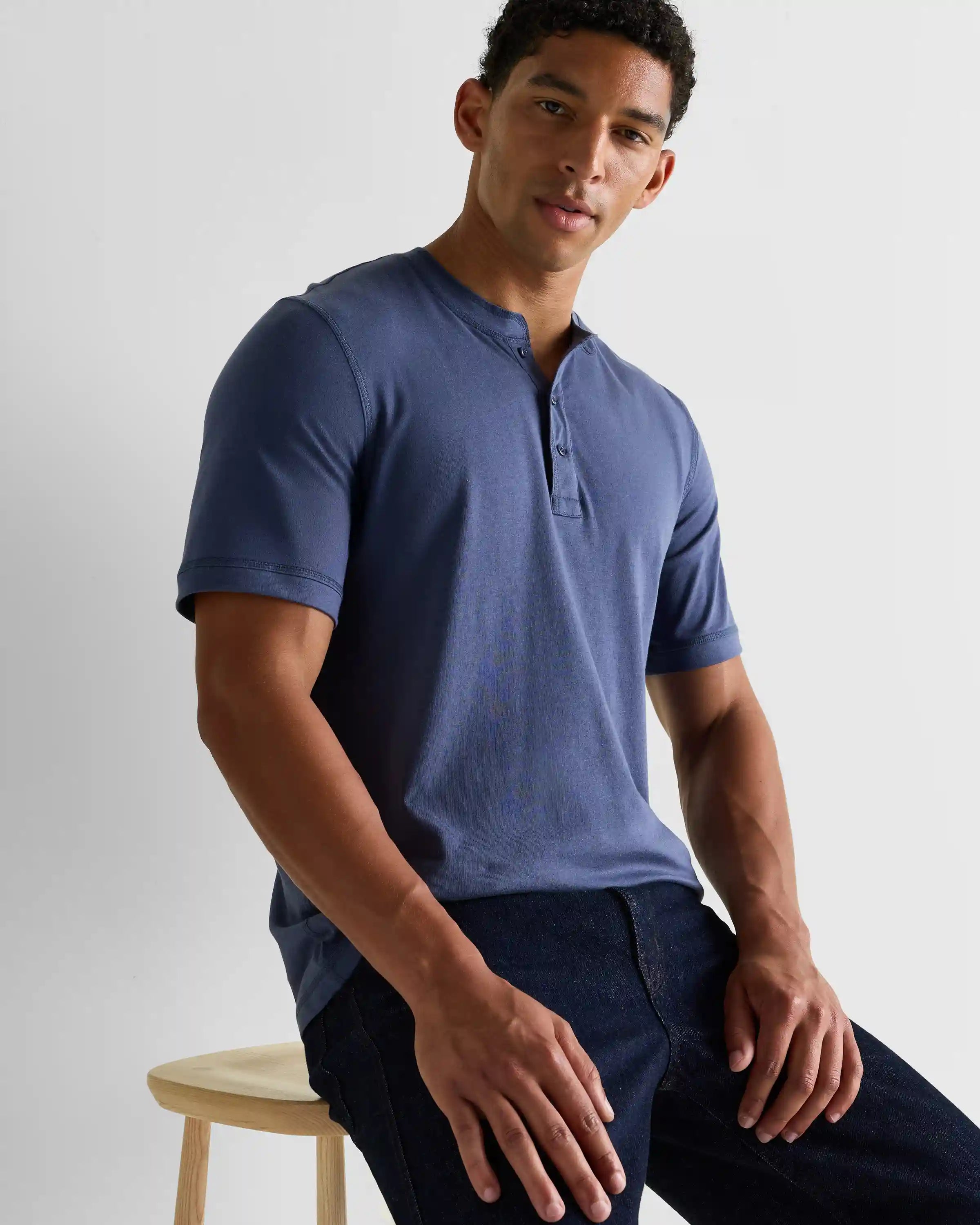 Cotton Modal Short Sleeve Henley Tee