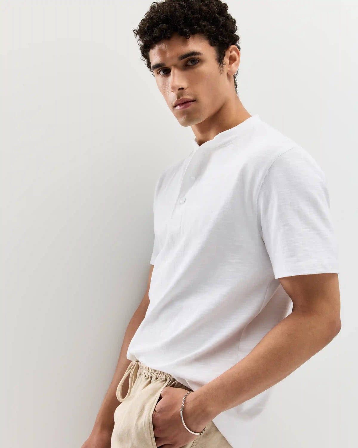 100% Organic Cotton Slub Henley Tee