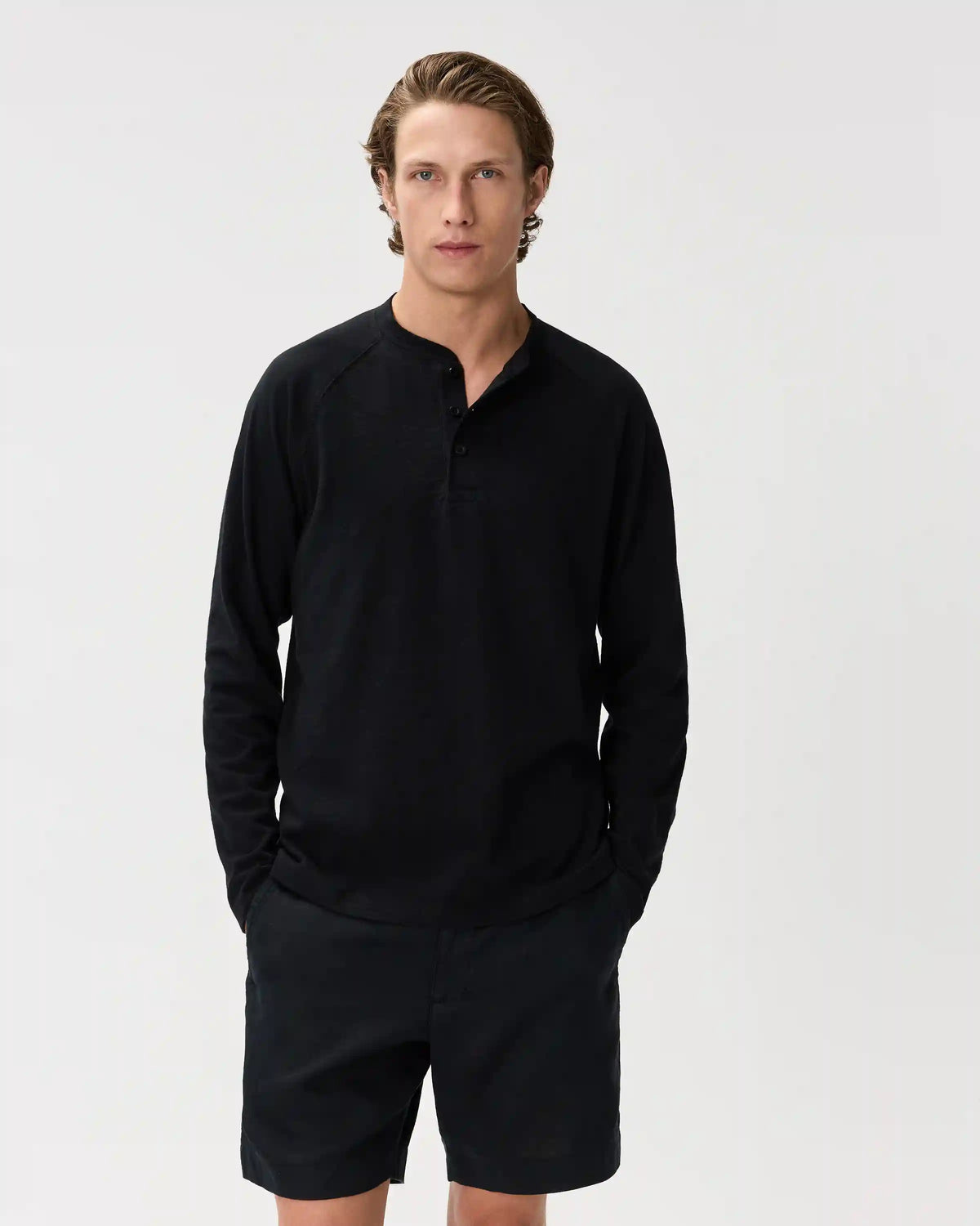 100% Organic Cotton Slub Long Sleeve Henley