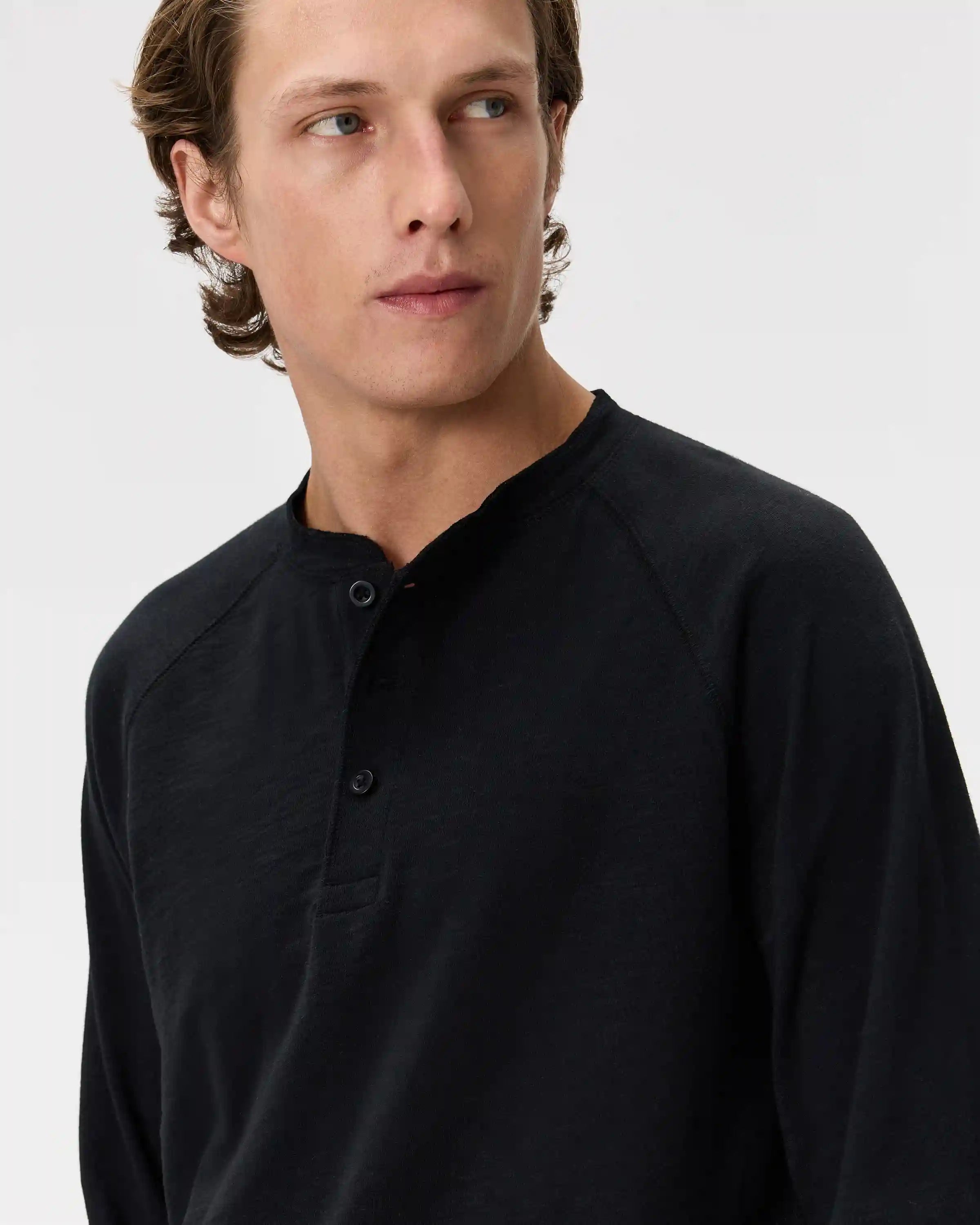 100% Organic Cotton Slub Long Sleeve Henley