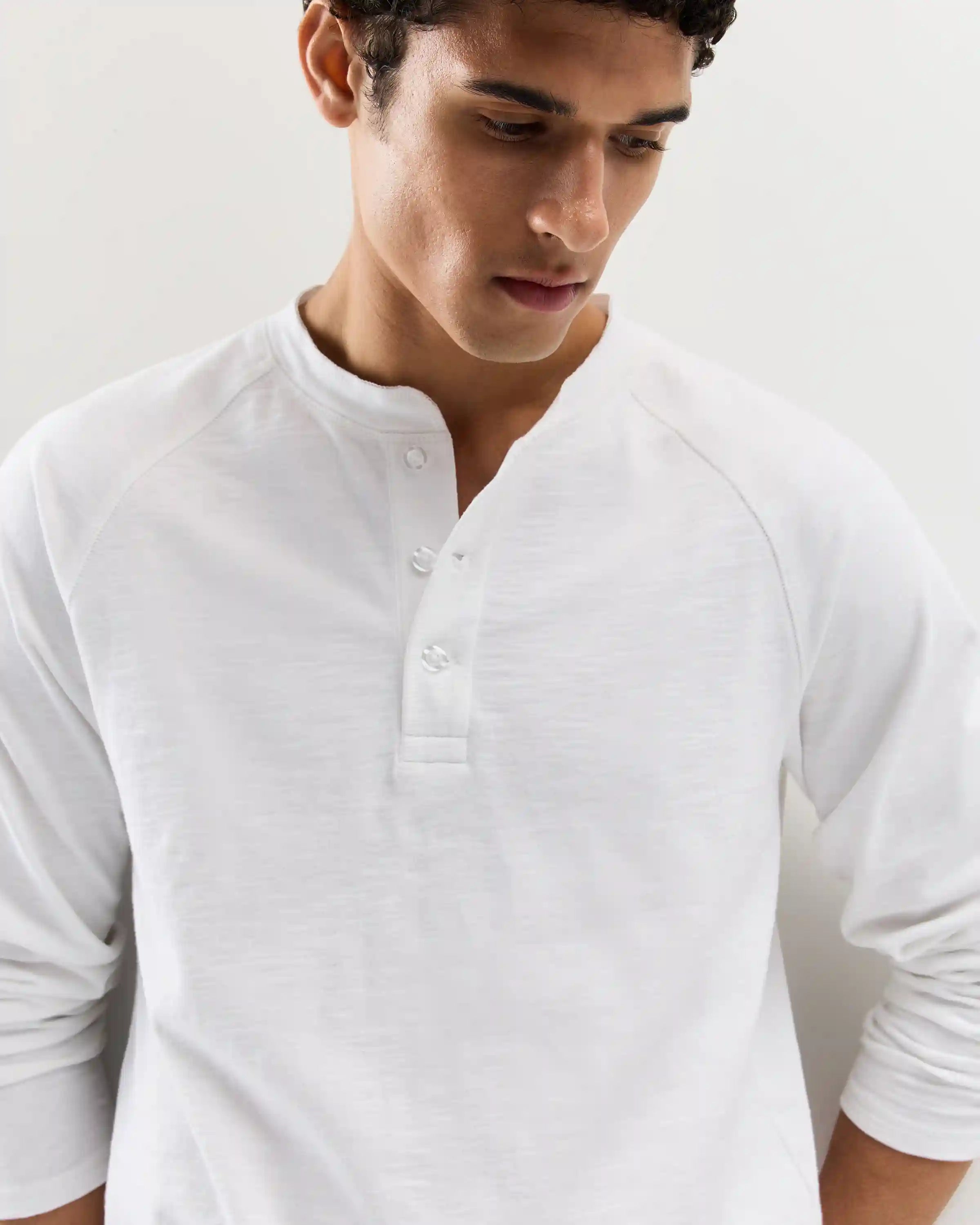 100% Organic Cotton Slub Long Sleeve Henley