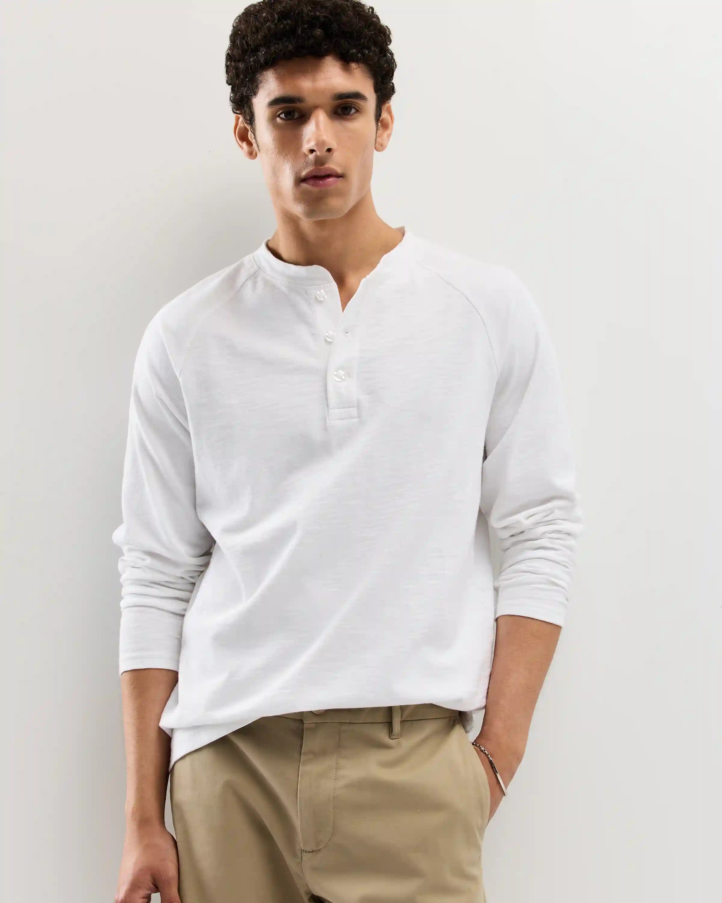 100% Organic Cotton Slub Long Sleeve Henley