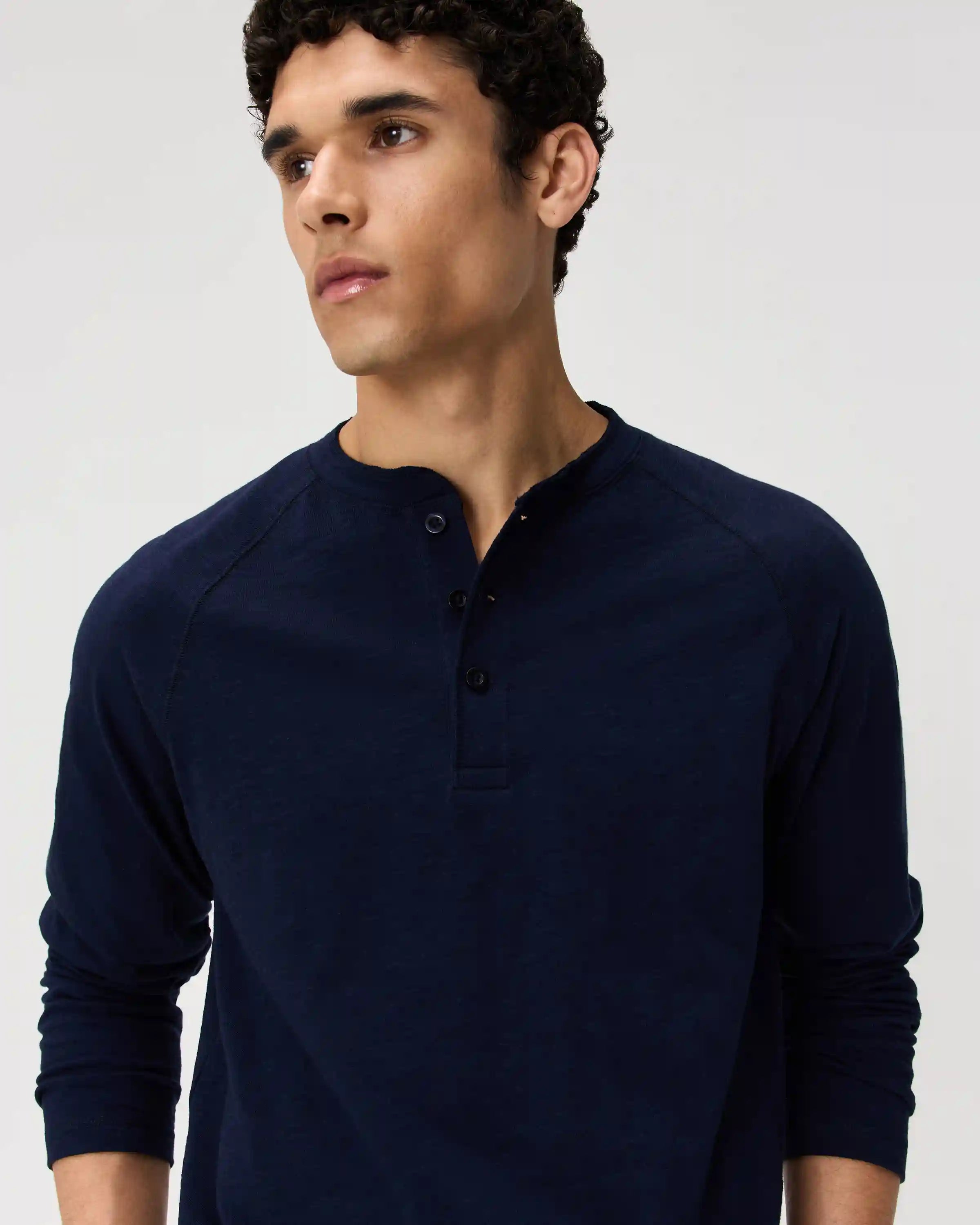 100% Organic Cotton Slub Long Sleeve Henley