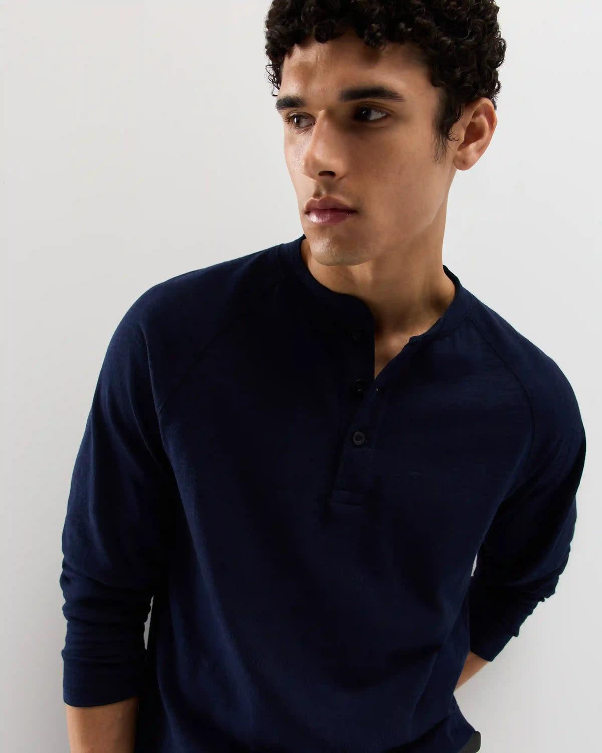 100% Organic Cotton Slub Long Sleeve Henley