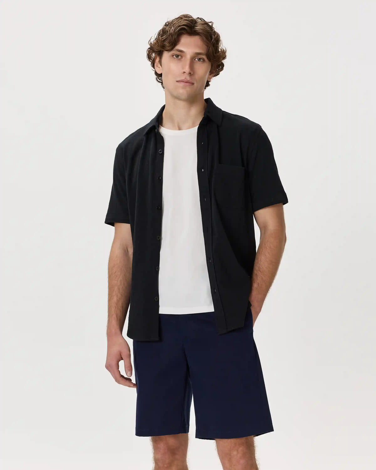 100% Organic Cotton Slub Short Sleeve Button Up Shirt