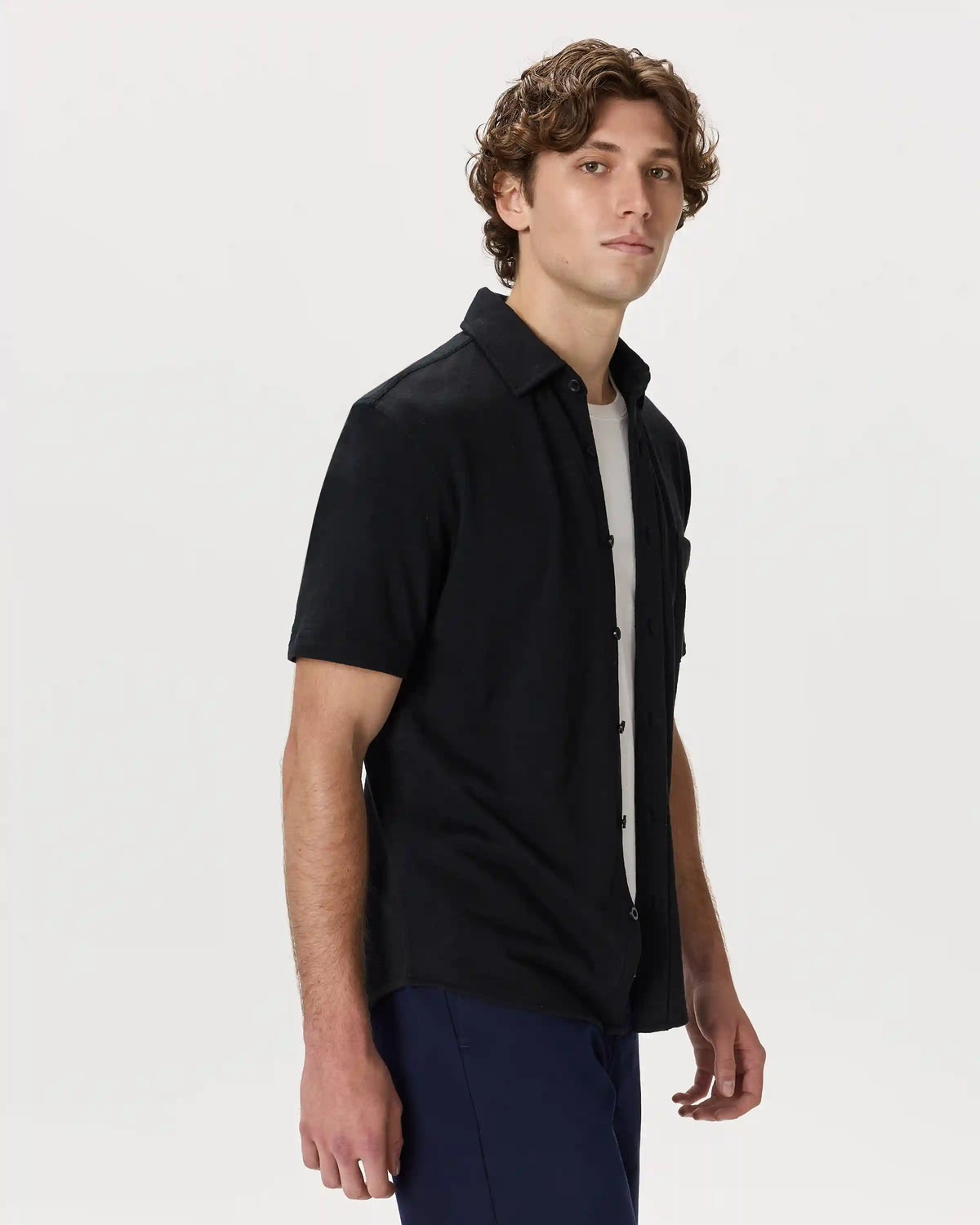 100% Organic Cotton Slub Short Sleeve Button Up Shirt
