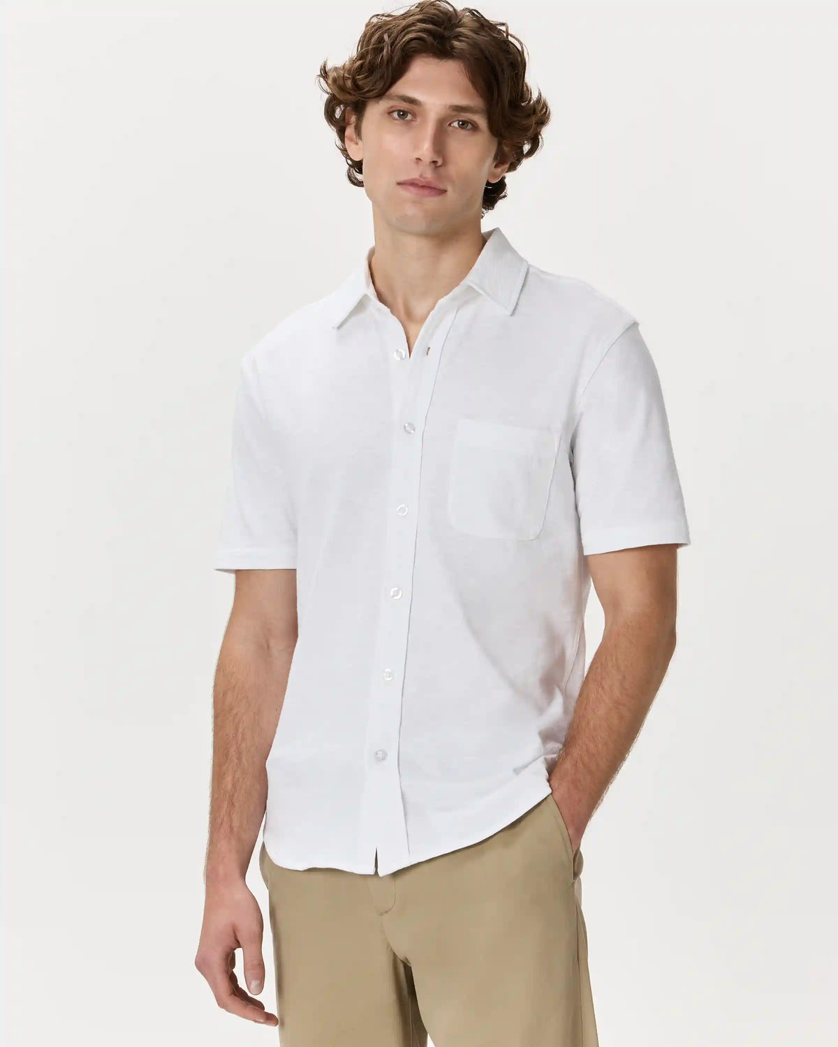 100% Organic Cotton Slub Short Sleeve Button Up Shirt