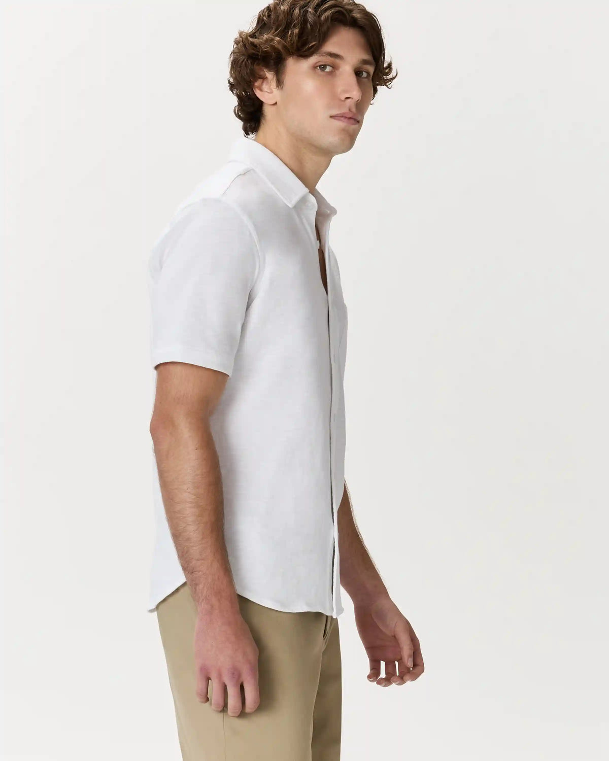 100% Organic Cotton Slub Short Sleeve Button Up Shirt