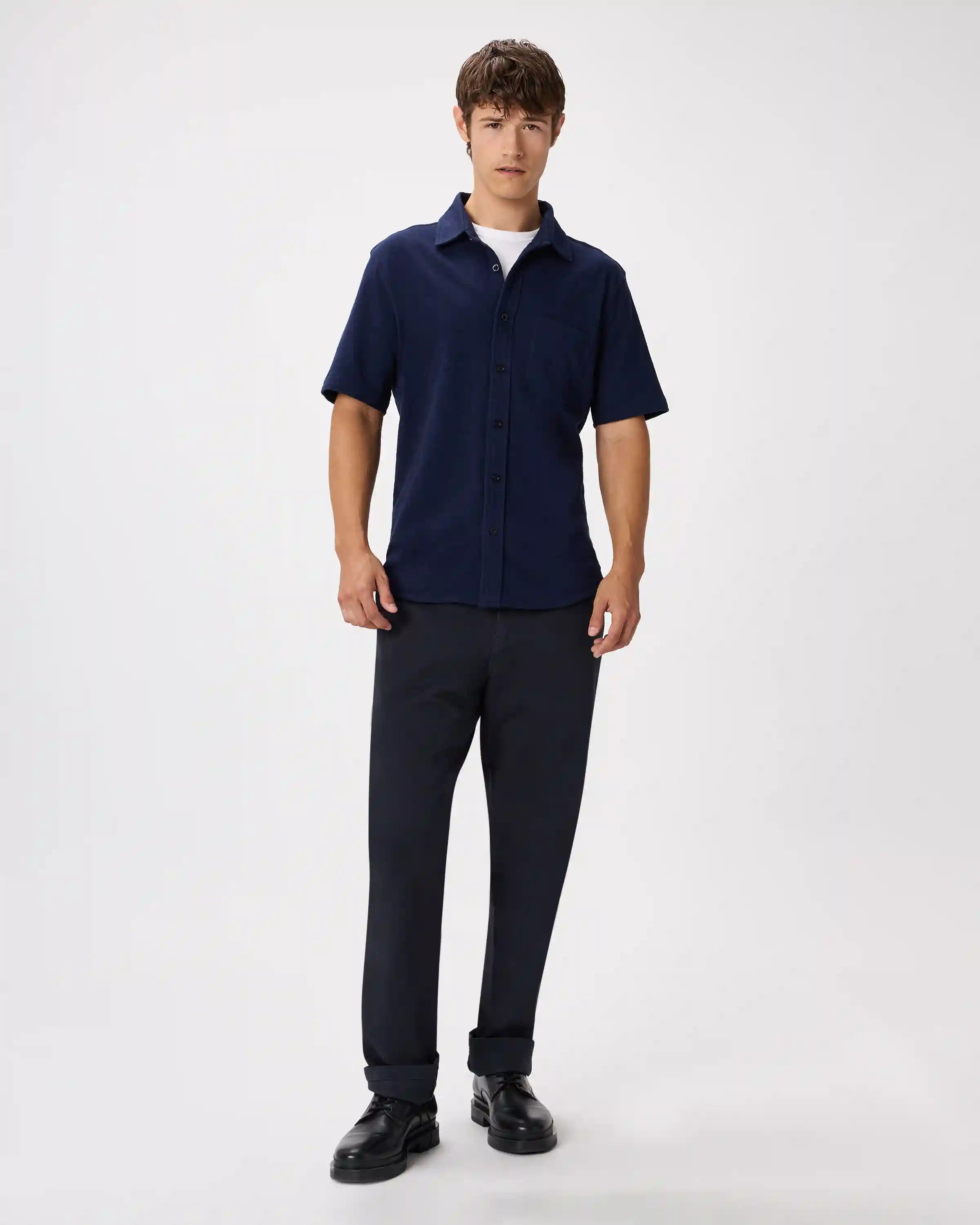 100% Organic Cotton Slub Short Sleeve Button Up Shirt