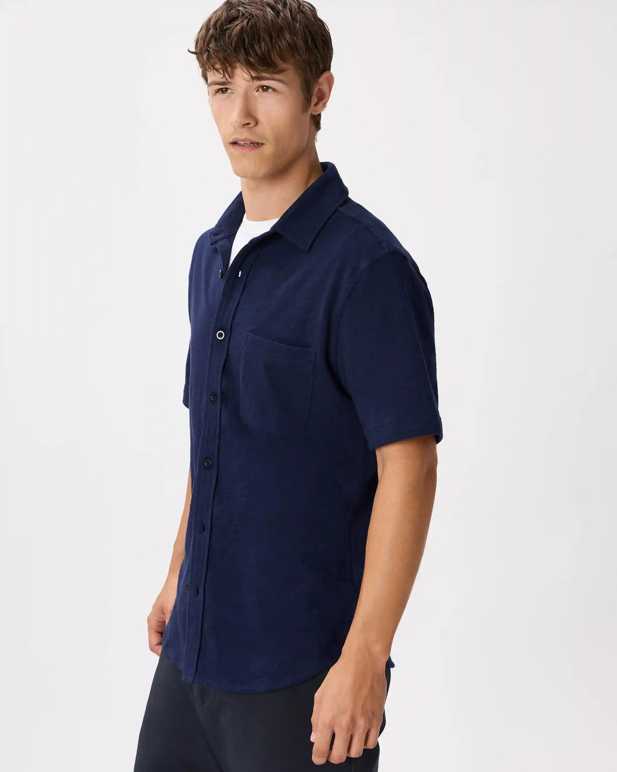 100% Organic Cotton Slub Short Sleeve Button Up Shirt