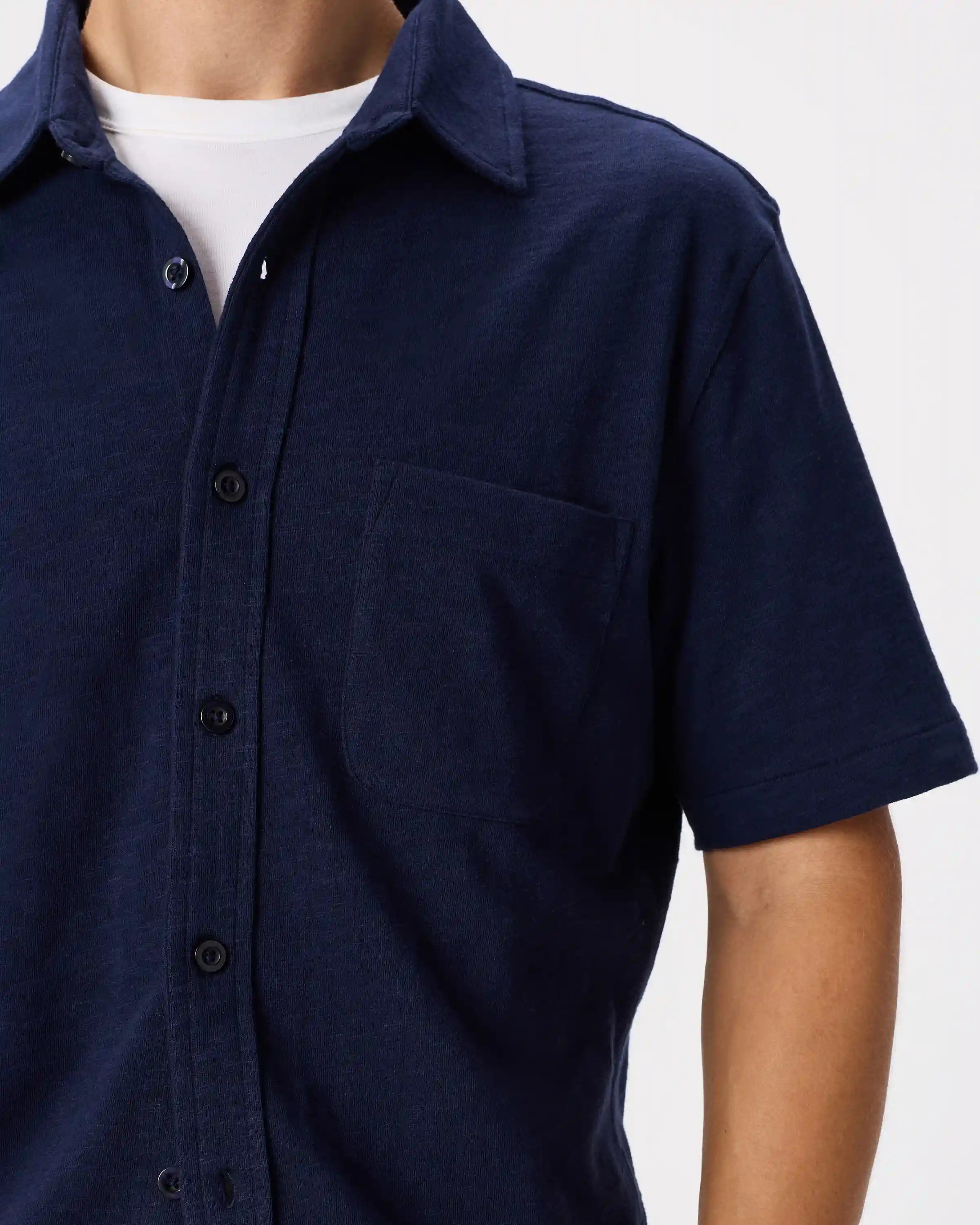 100% Organic Cotton Slub Short Sleeve Button Up Shirt