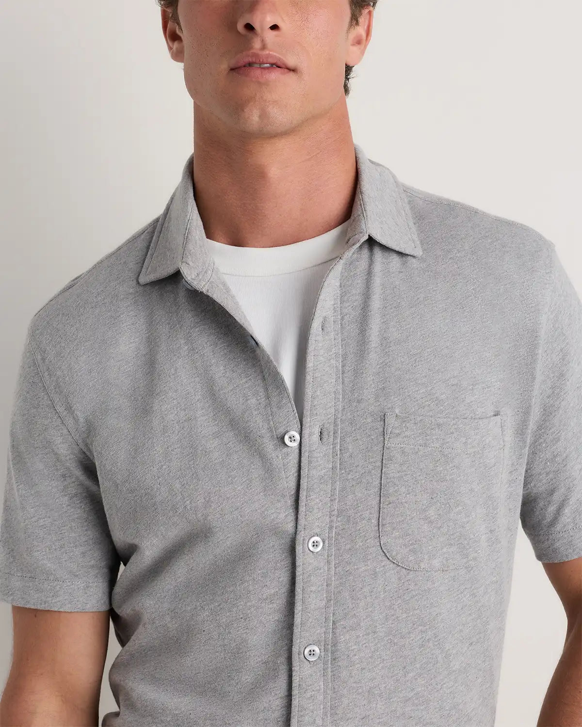 100% Organic Cotton Slub Short Sleeve Button Up Shirt