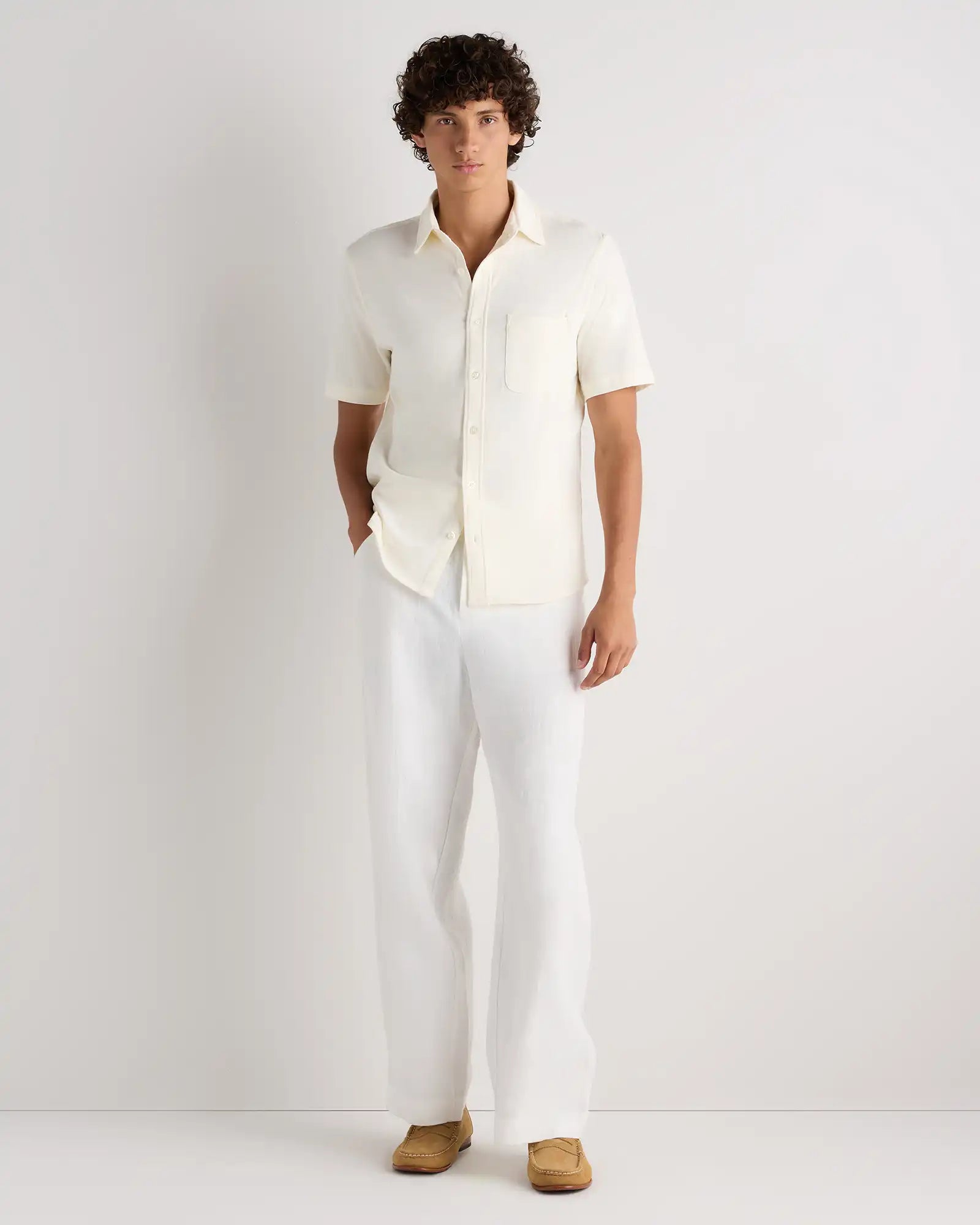 100% Organic Cotton Slub Short Sleeve Button Up Shirt