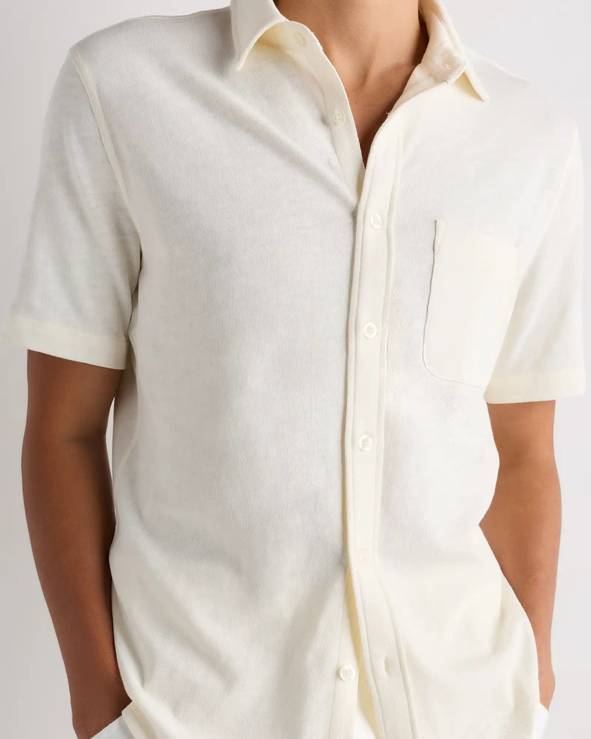 100% Organic Cotton Slub Short Sleeve Button Up Shirt