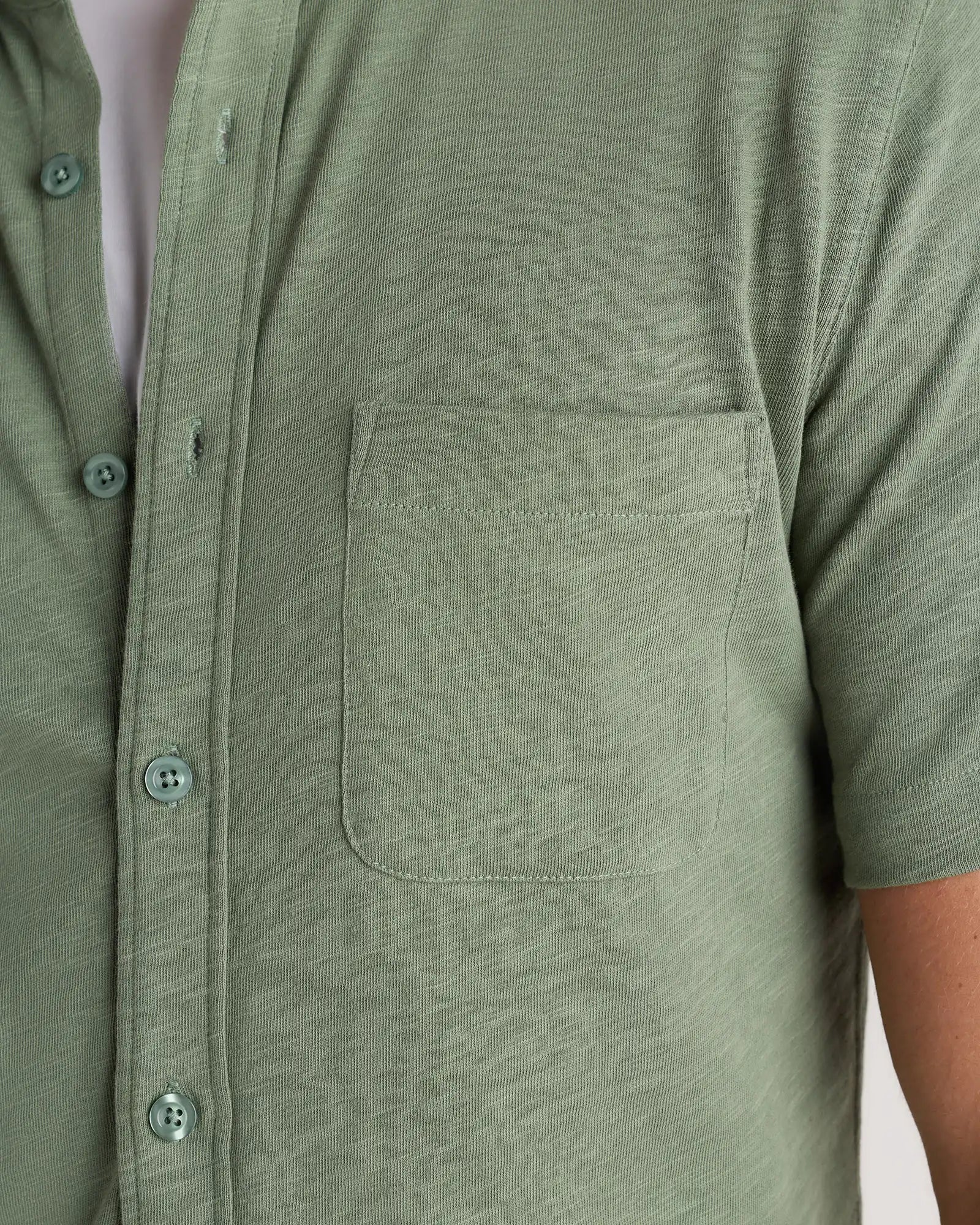 100% Organic Cotton Slub Short Sleeve Button Up Shirt