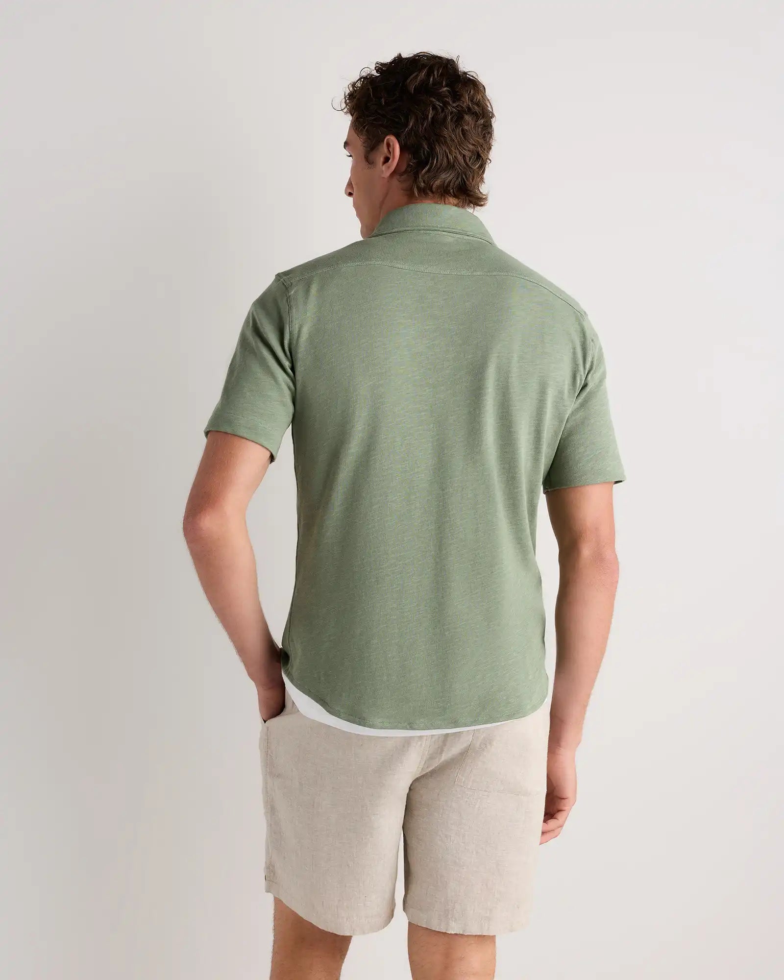 100% Organic Cotton Slub Short Sleeve Button Up Shirt