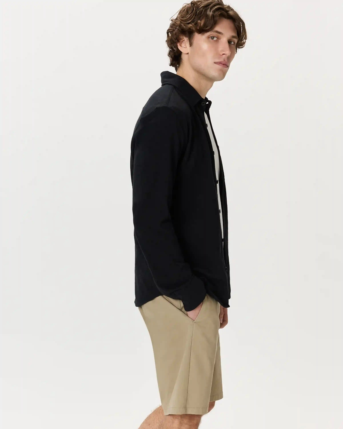 100% Organic Cotton Slub Long Sleeve Button Up Shirt