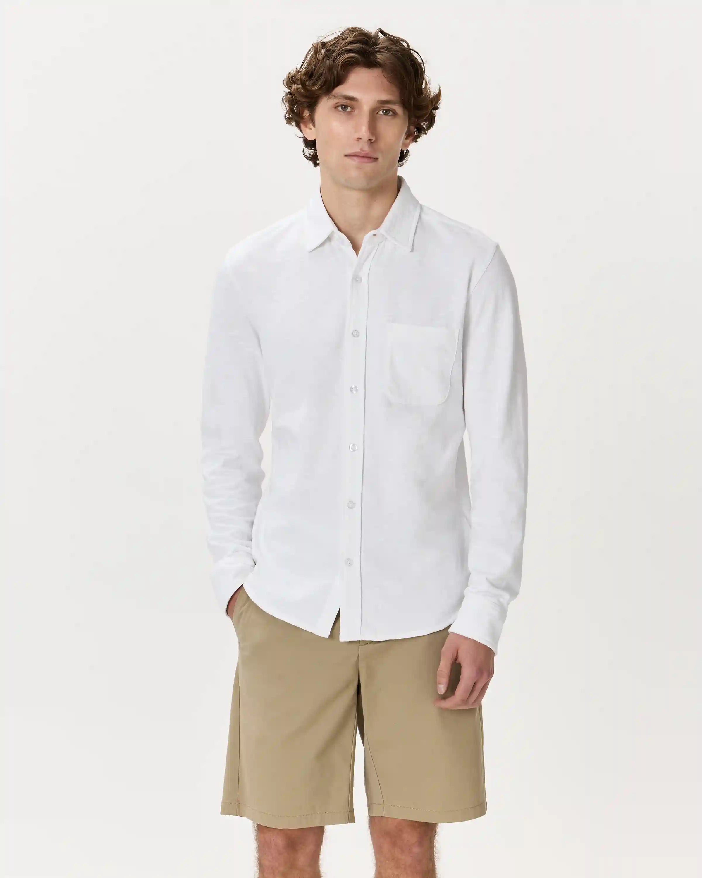 100% Organic Cotton Slub Long Sleeve Button Up Shirt