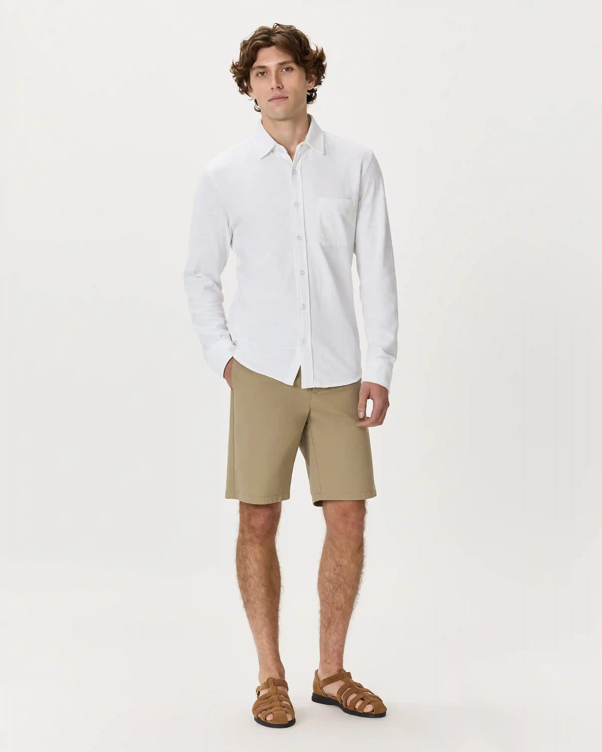 100% Organic Cotton Slub Long Sleeve Button Up Shirt