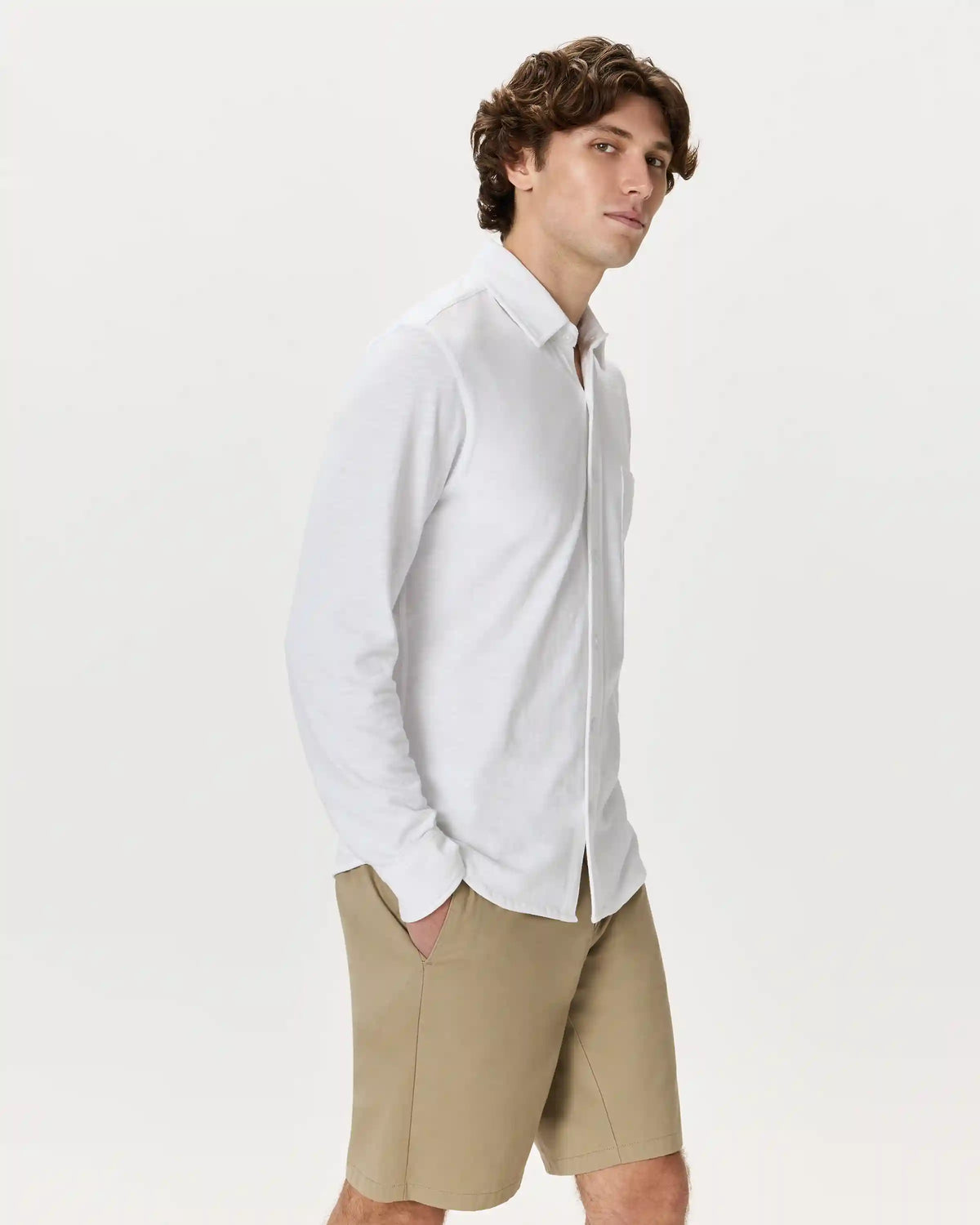 100% Organic Cotton Slub Long Sleeve Button Up Shirt