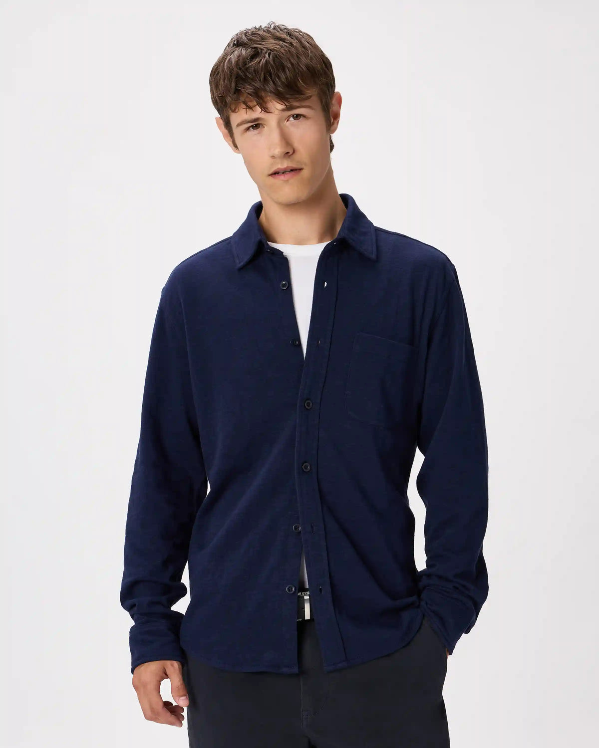 100% Organic Cotton Slub Long Sleeve Button Up Shirt