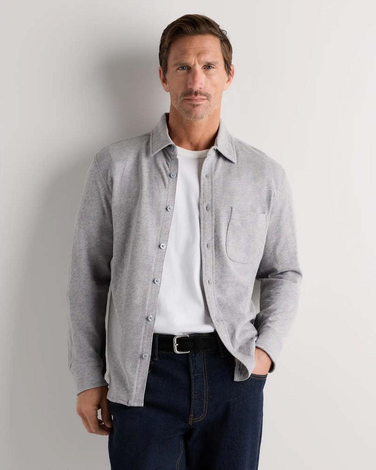 100% Organic Cotton Slub Long Sleeve Button Up Shirt
