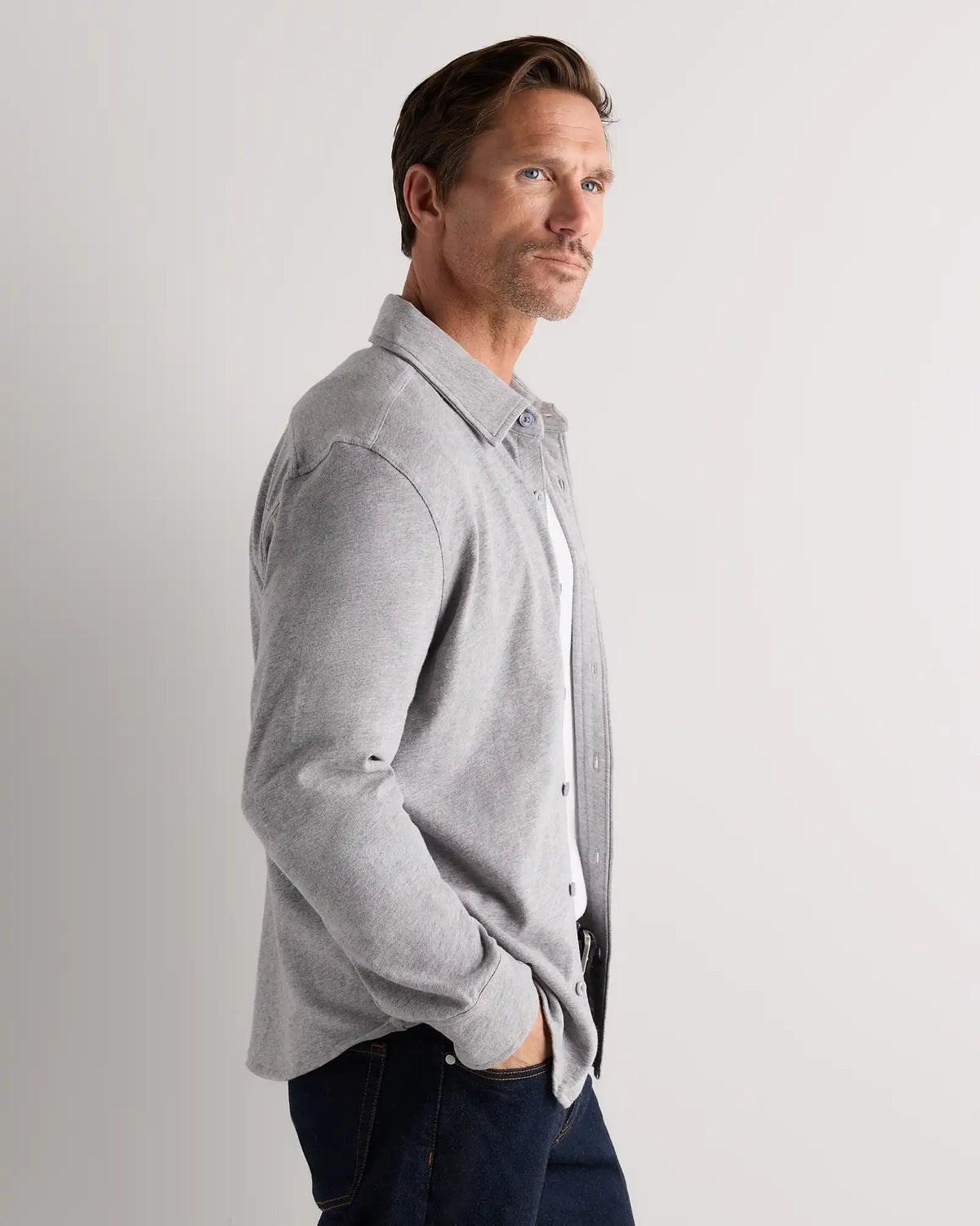 100% Organic Cotton Slub Long Sleeve Button Up Shirt