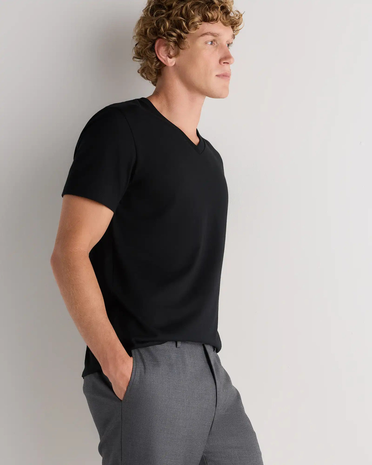 100% Pima Cotton Luxe Touch V-Neck Tee