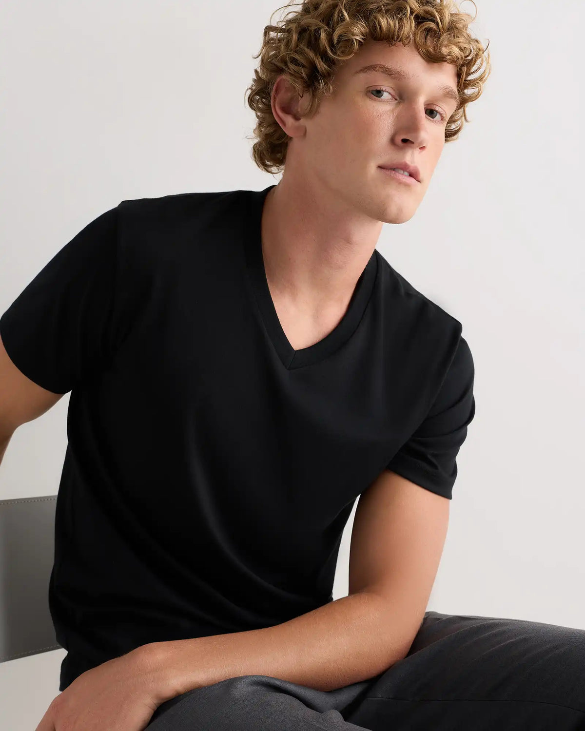 100% Pima Cotton Luxe Touch V-Neck Tee