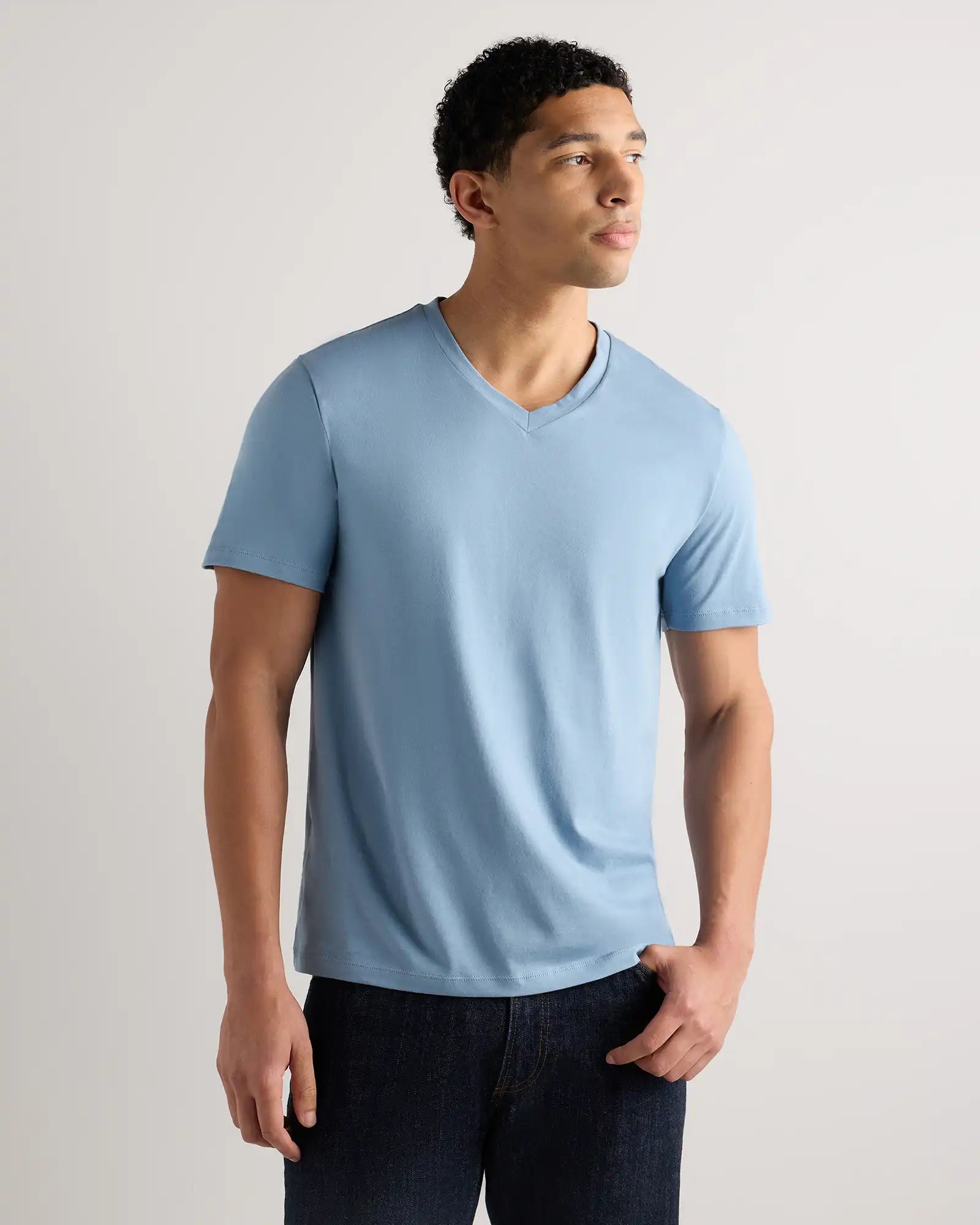 100% Pima Cotton Luxe Touch V-Neck Tee