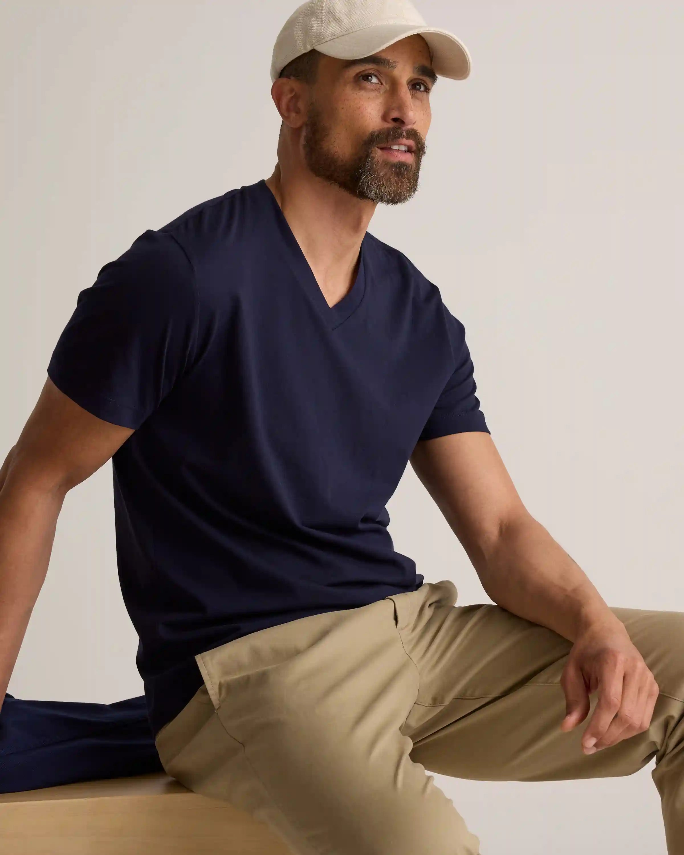 100% Pima Cotton Luxe Touch V-Neck Tee
