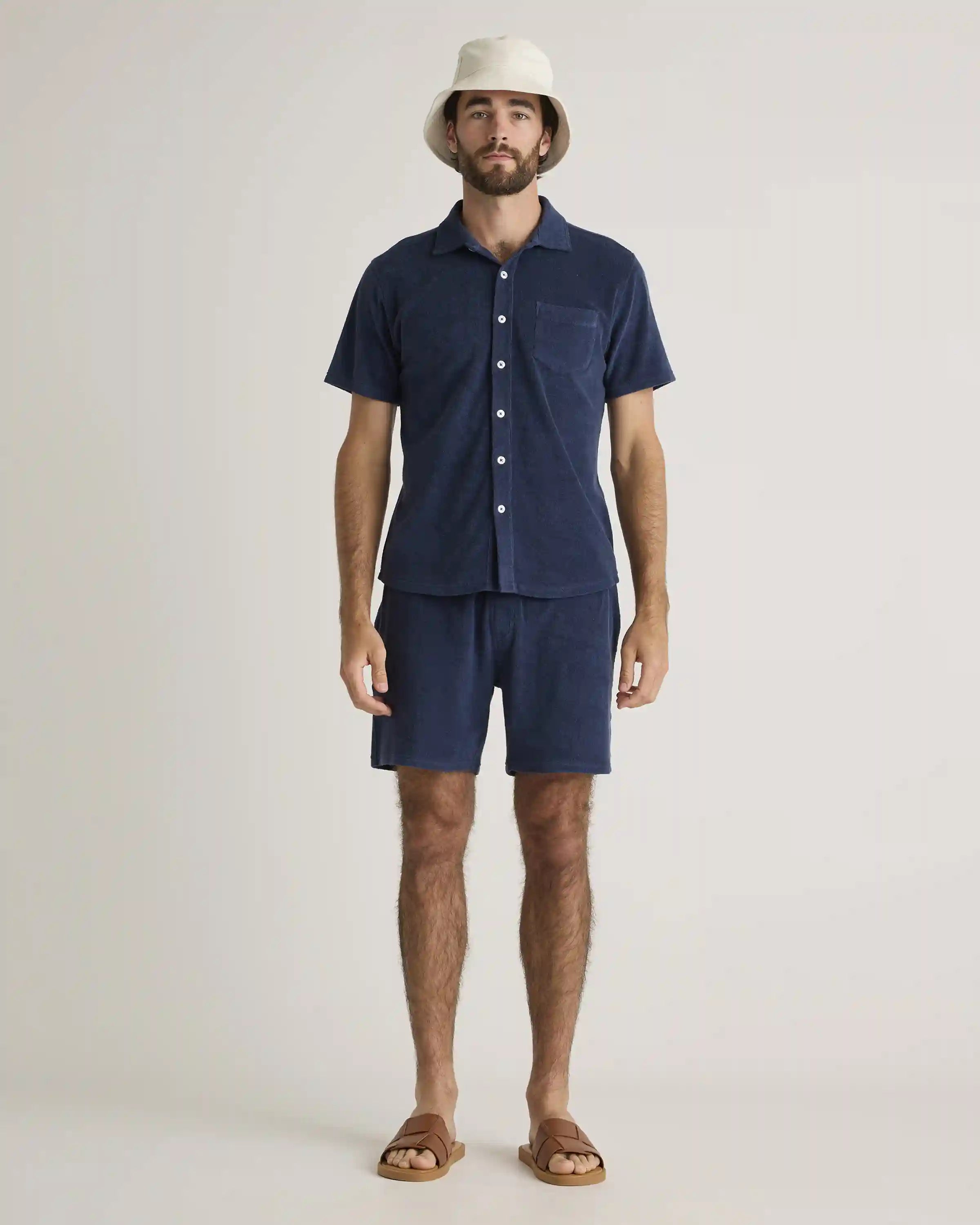 100% Organic Cotton Terry Towel Button Down Polo